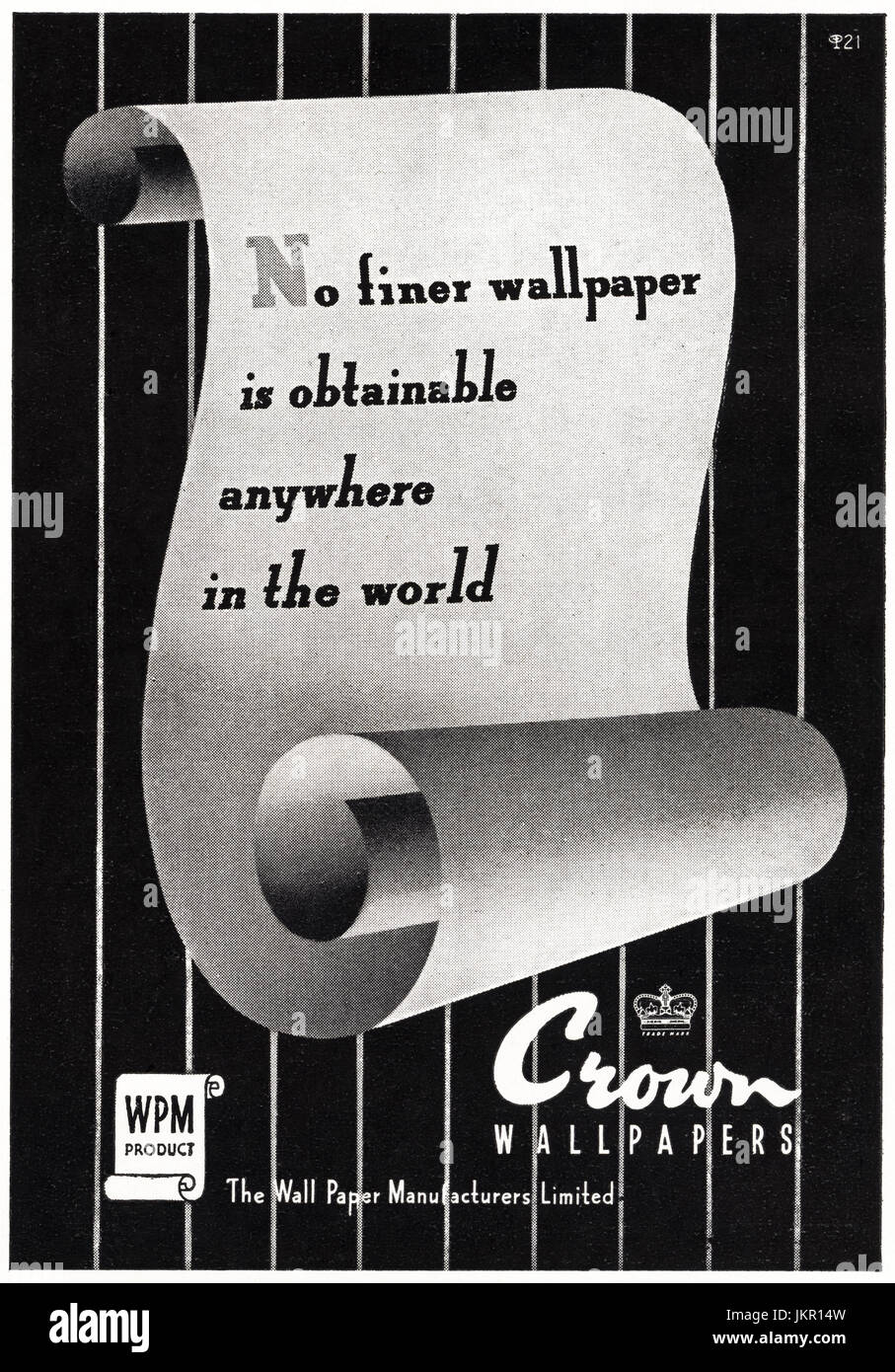 1950 old vintage publicité Fond d'annonce d'origine de la Couronne dans le magazine vers 1950 Banque D'Images