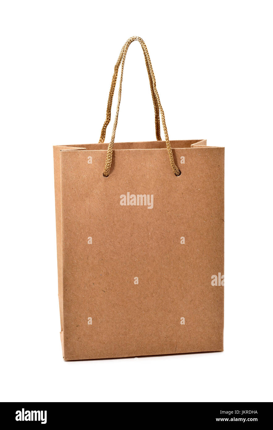 Un sac en papier brun avec des poignées sur un fond blanc Banque D'Images