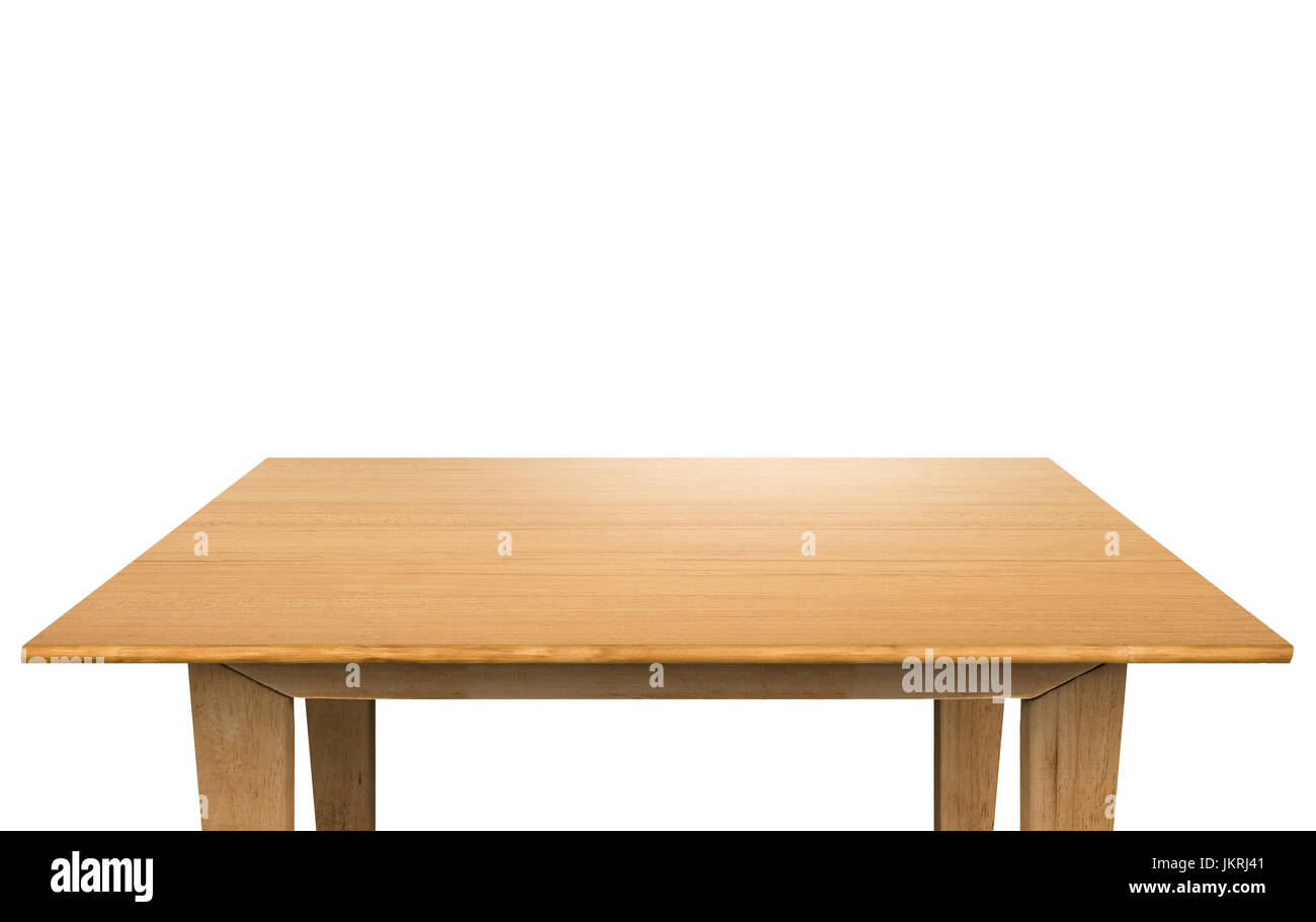 Table en bois vides sur fond blanc Banque D'Images