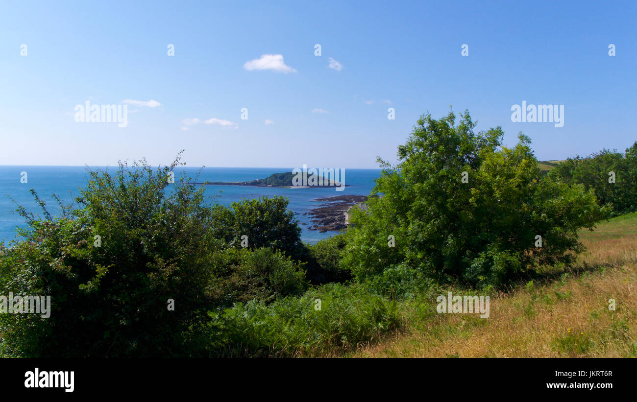 Vue depuis l'Est vers l'île de Looe Looe (St George's Island), Cornwall, UK Banque D'Images