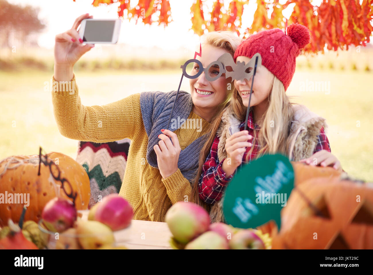 De nos selfies Halloween party Banque D'Images