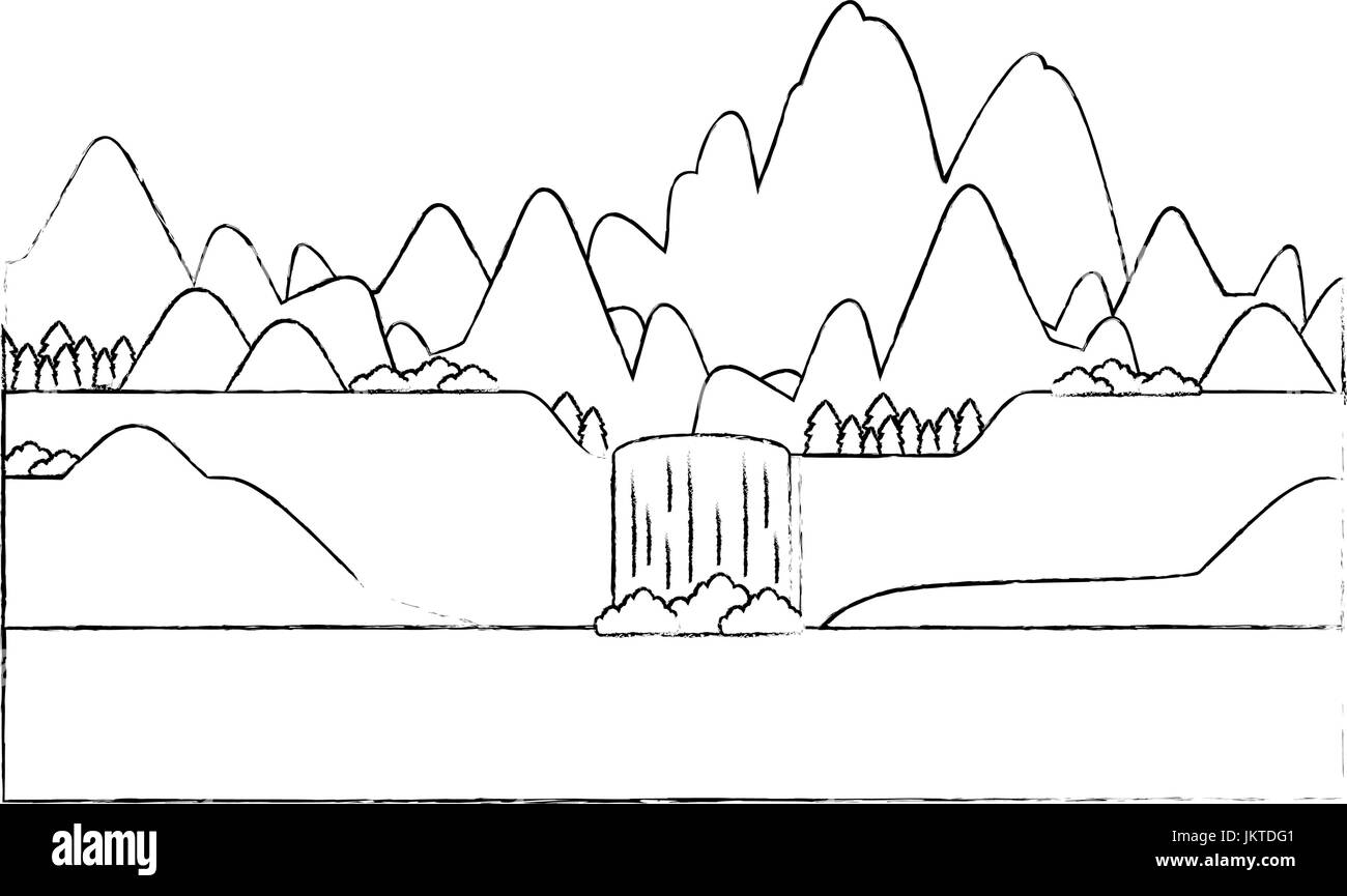 Paysage des montagnes de l'image sur fond blanc graphic Illustration de Vecteur