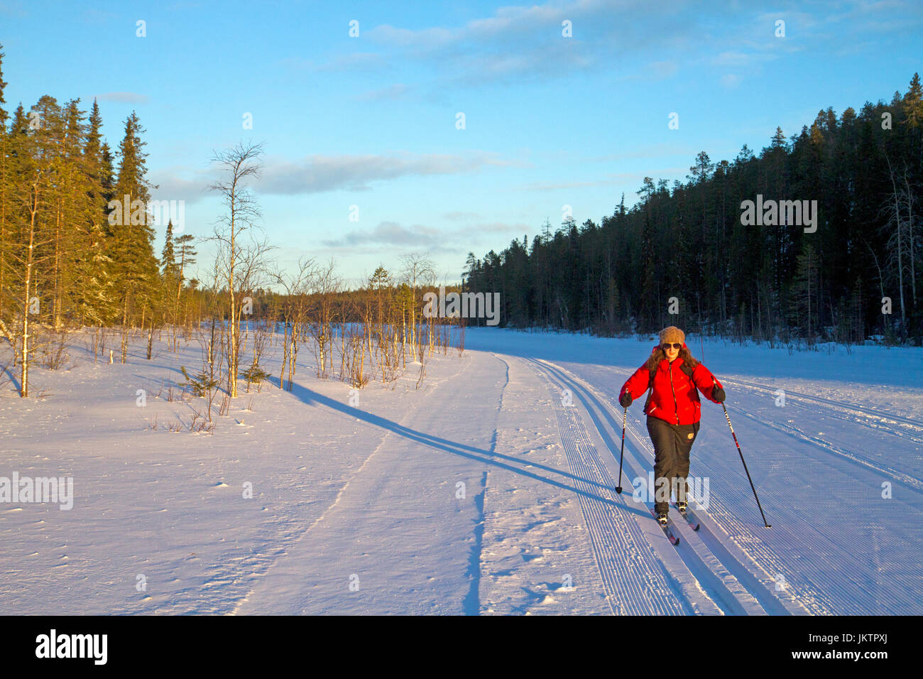 Ski de fond à Ruka Banque D'Images