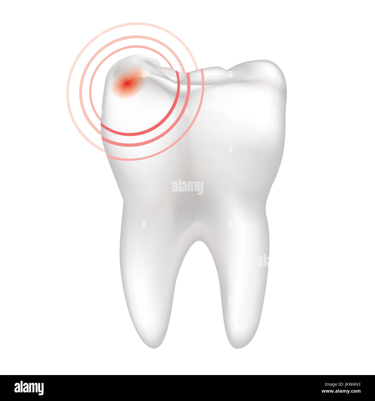 Signe de douleur dentaire isolé. Signe blanc des dents. Illustration médicale dentaire. Banque D'Images