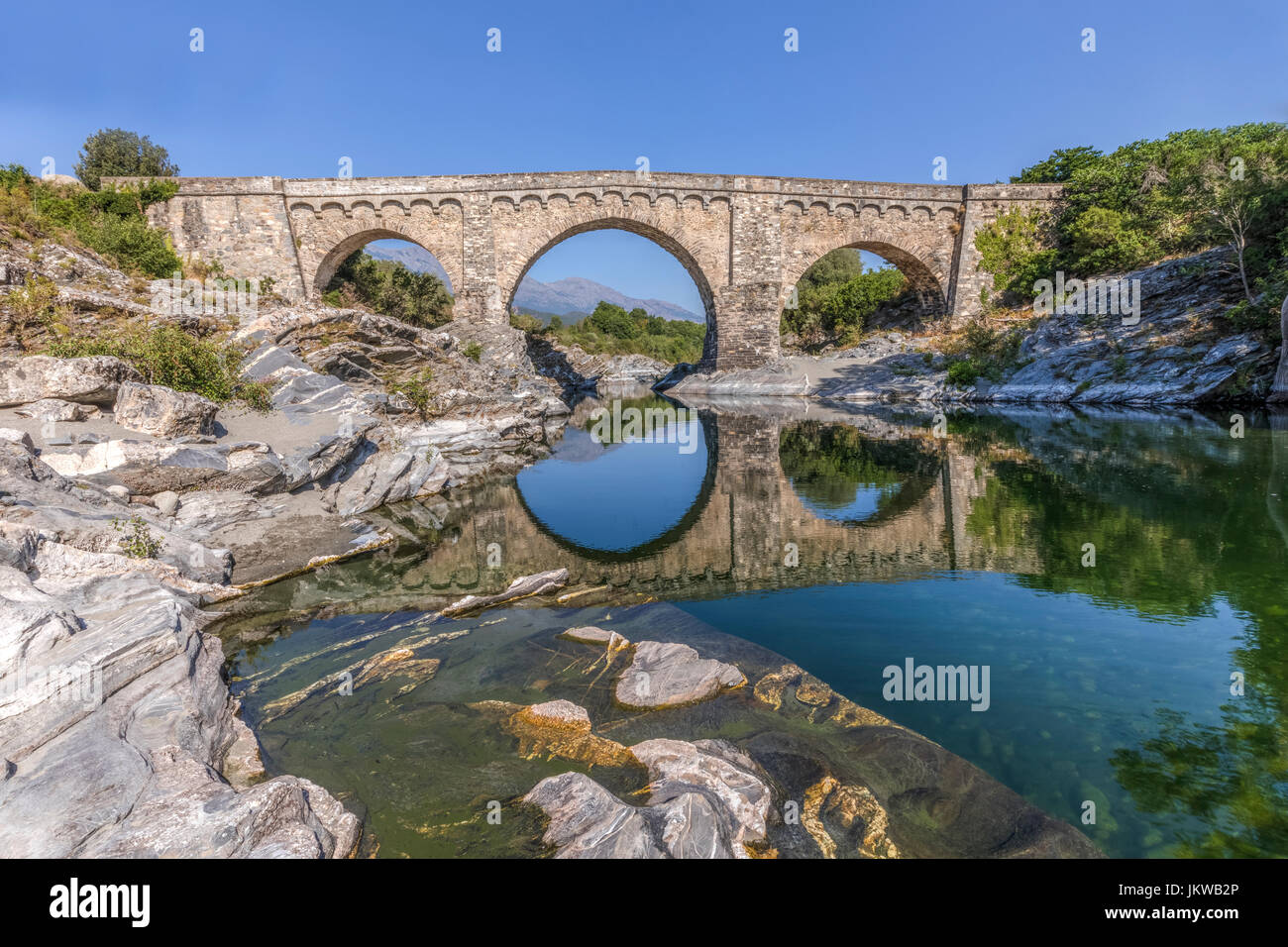 Pont d'd'Altiani, d'Altiani, Corte, Venaco, Corse, France Banque D'Images