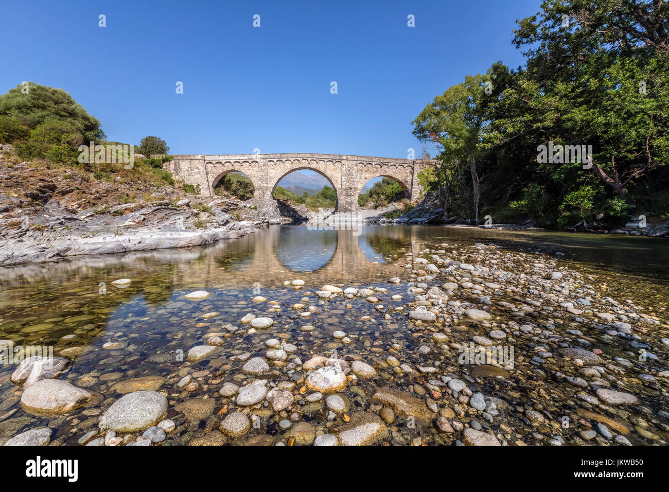 Pont d'd'Altiani, d'Altiani, Corte, Venaco, Corse, France Banque D'Images