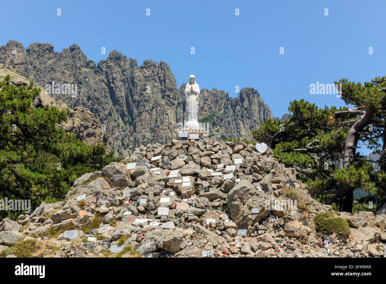 Notre Dame des Neiges, Aiguilles de Bavella, Parc naturel régional de Corse, Corse, France Banque D'Images