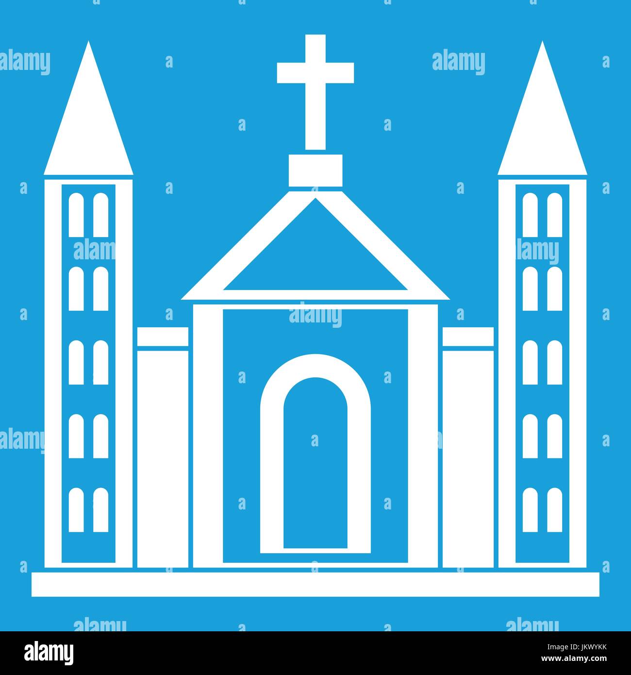 Bâtiment de l'Église catholique chrétienne blanc icône Illustration de Vecteur