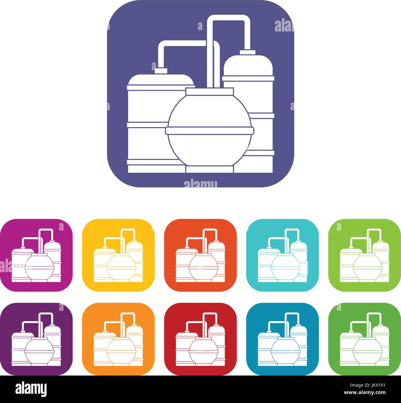 Les réservoirs de stockage de gaz d'icons set Illustration de Vecteur