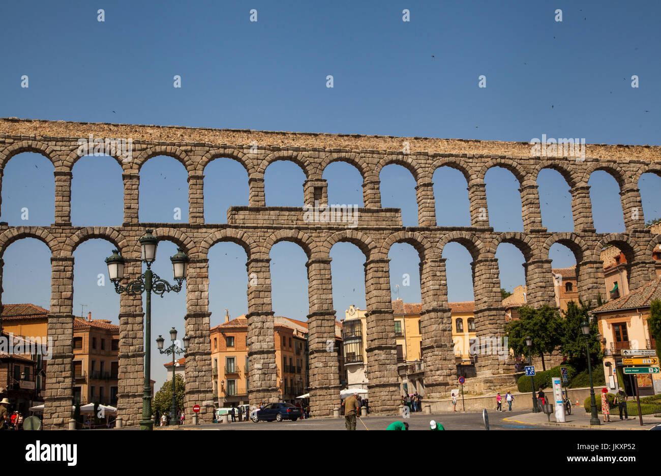 L'aqueduc romain dans la ville espagnole de Barcelone qui est un site classé au patrimoine mondial dans la région de Castilla y Leon Espagne Banque D'Images