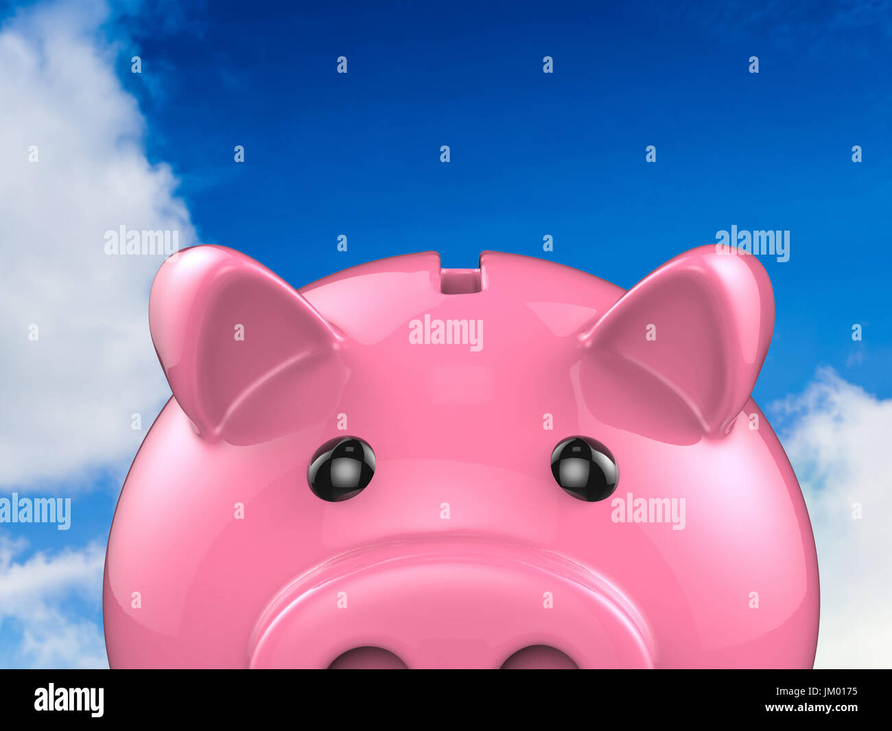 Le rendu 3D shiny pink piggy bank Banque D'Images