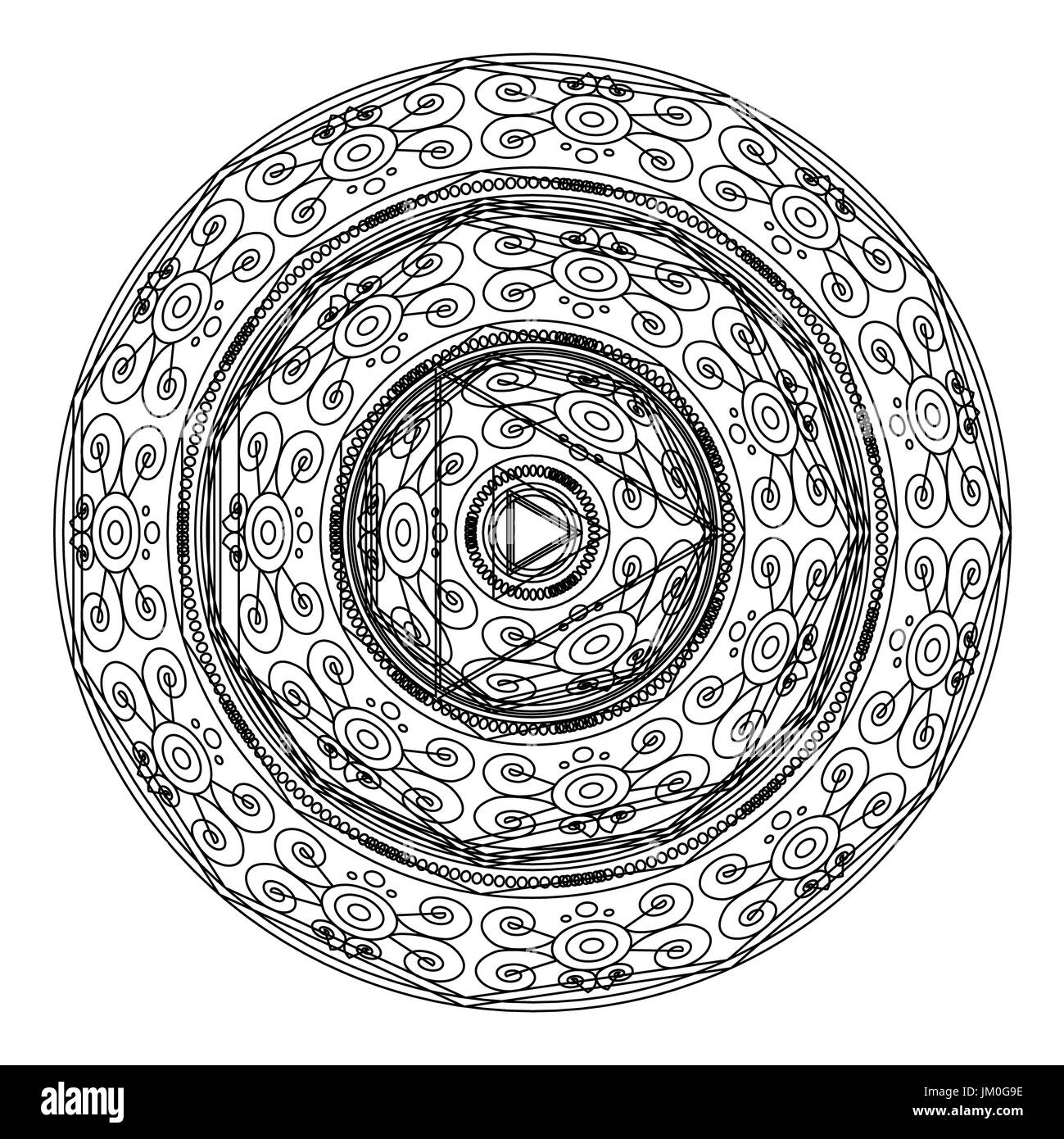 Mandalas pour livre à colorier. Noir et blanc décoration ornement Contour rond. Forme de fleur inhabituelle. Oriental et thérapie anti-stress yoga l. Banque D'Images