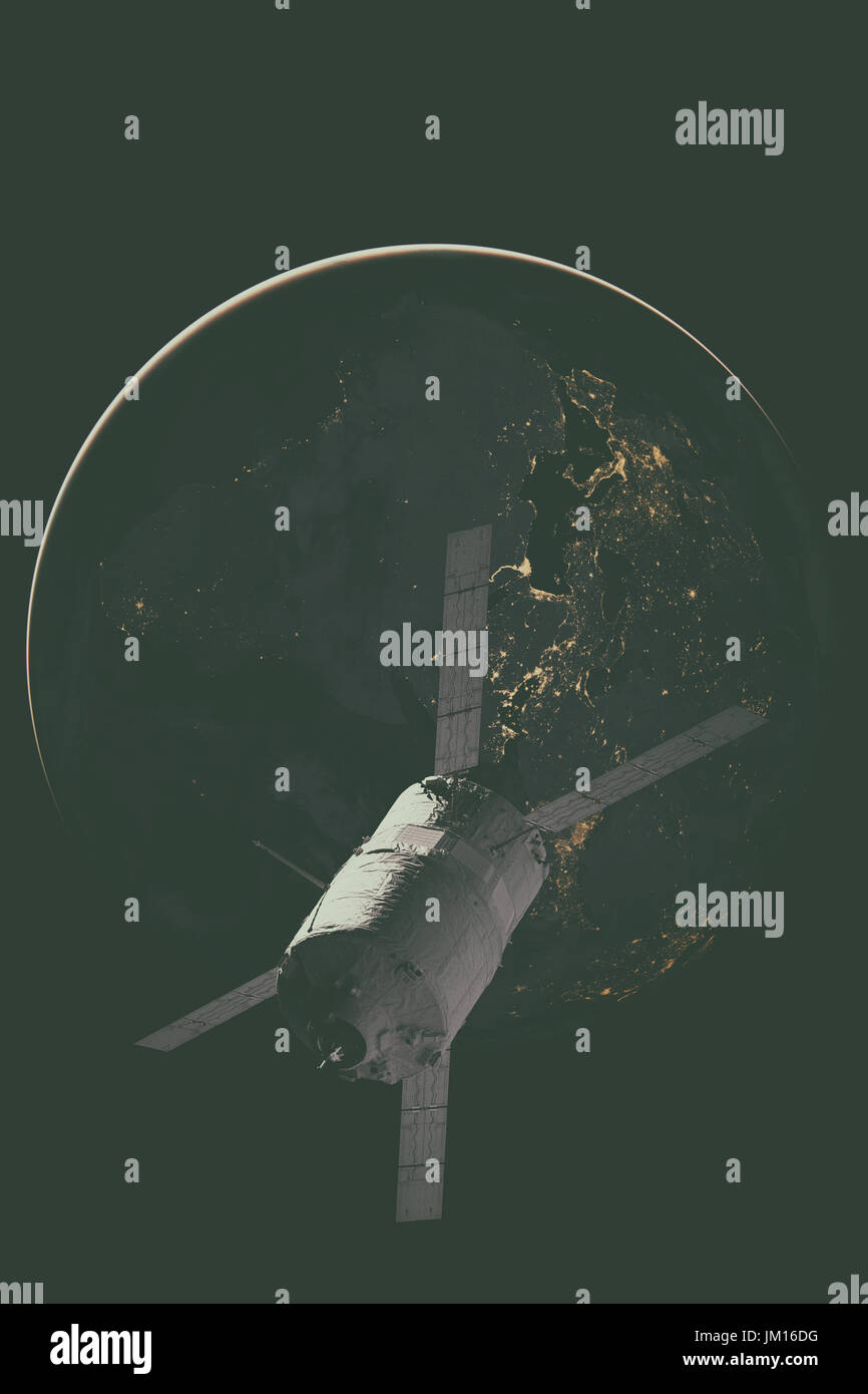 Vaisseaux Cargo - Le véhicule de transfert automatique sur la planète Terre. Éléments de cette image fournie par la NASA. Banque D'Images