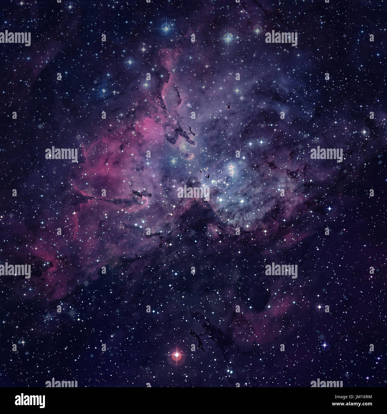 La Nébuleuse de l'Aigle, ou Messier 16. Au centre, le soi-disant piliers de la création peut être vu. Éléments de cette image fournie par la NASA. Banque D'Images