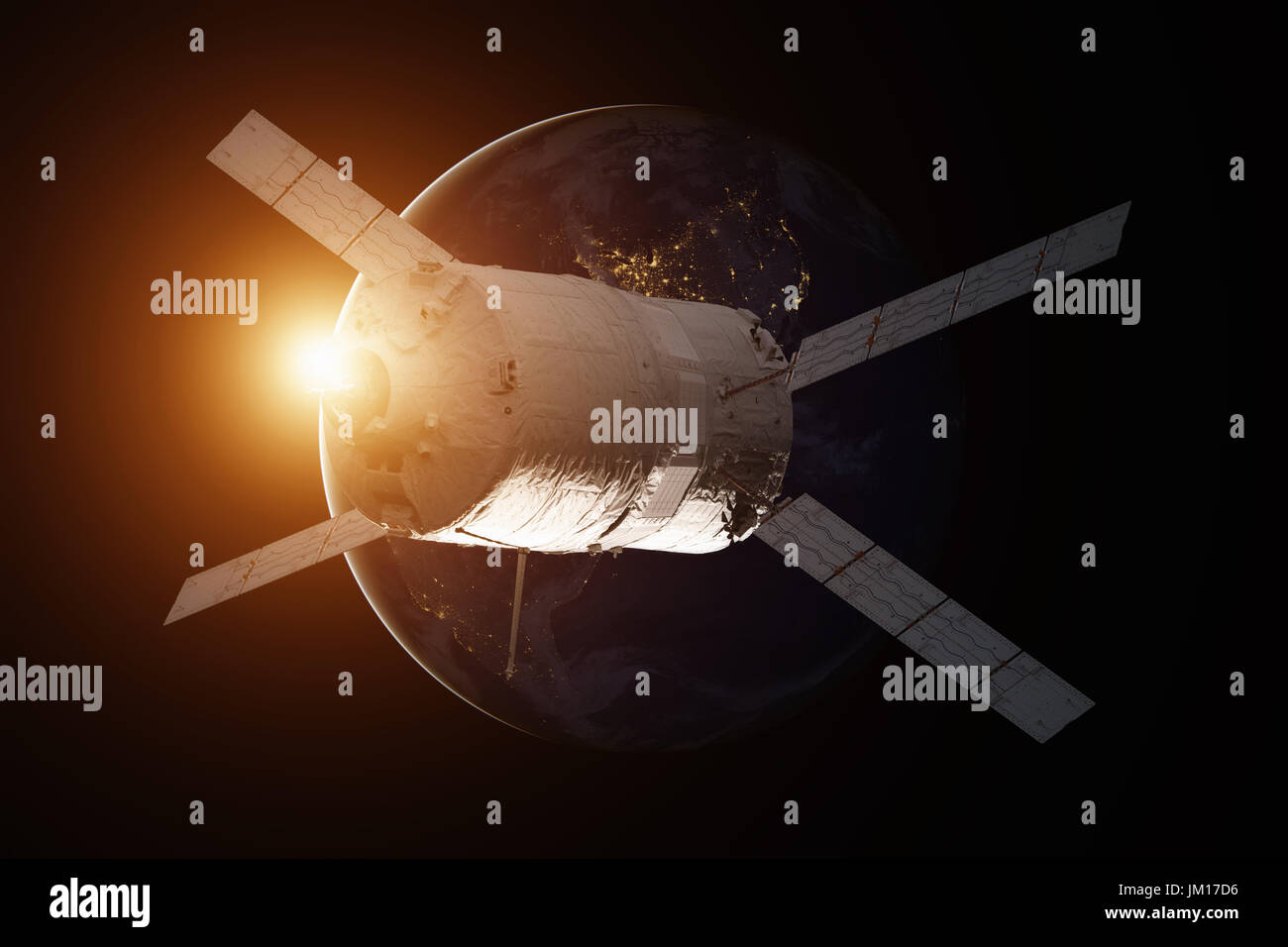 Vaisseaux Cargo - Le véhicule de transfert automatique sur la planète Terre. Éléments de cette image fournie par la NASA. Banque D'Images