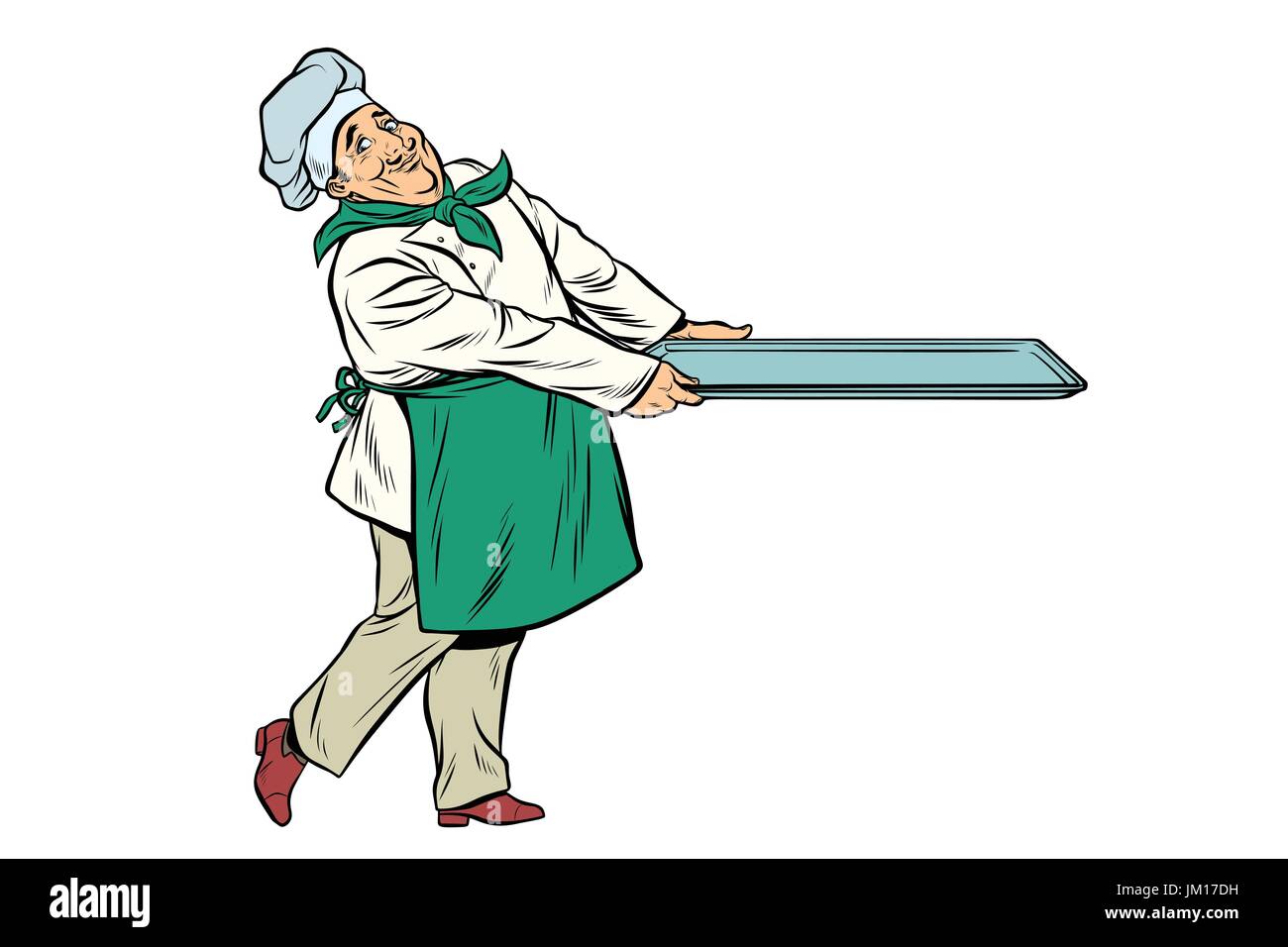 Chef cuisinier avec plateau de nourriture Illustration de Vecteur