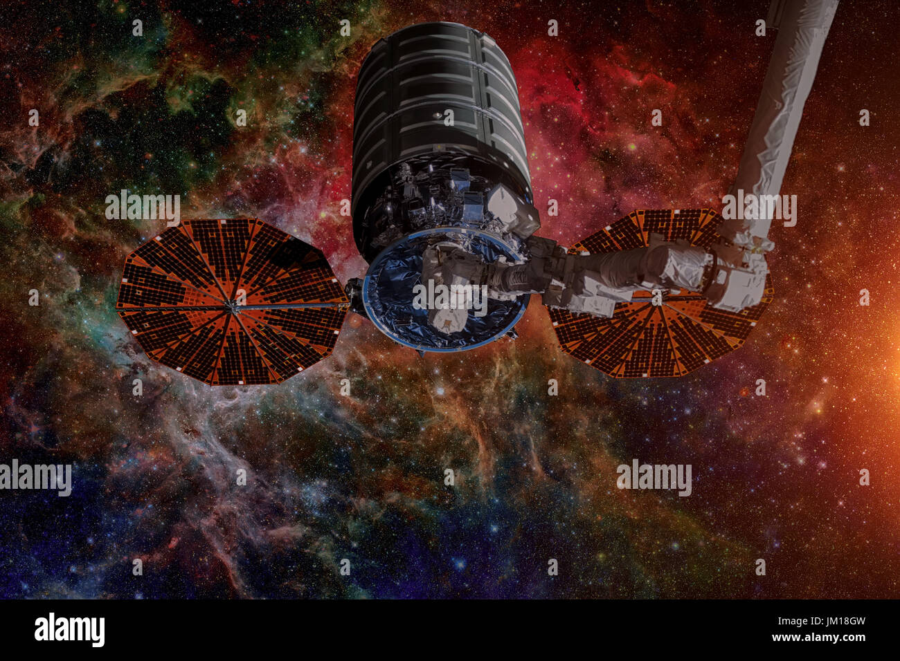 Vaisseaux Cargo - Le véhicule de transfert automatique sur galaxie spirale. Éléments de cette image fournie par la NASA. Banque D'Images