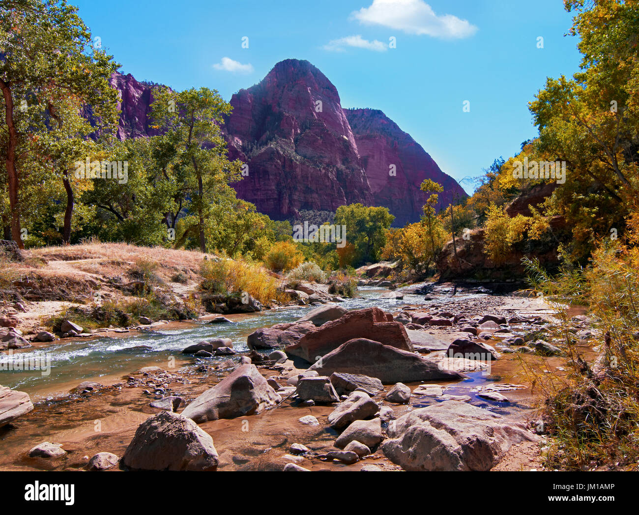 Une vue sur le paysage montagneux de Zion National Park, Utah, USA Banque D'Images
