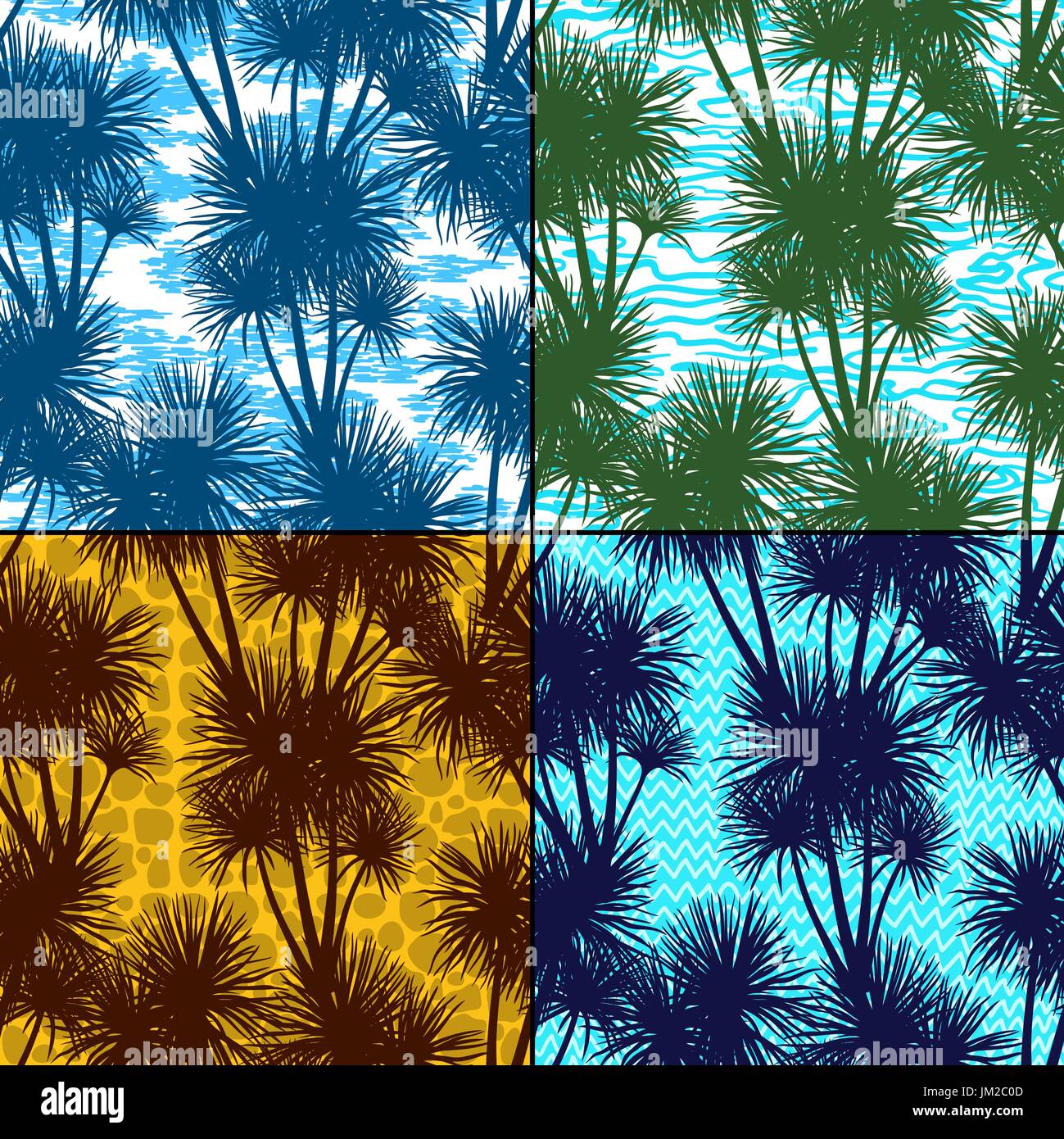 Silhouettes de palmiers tropicaux Seamless Illustration de Vecteur