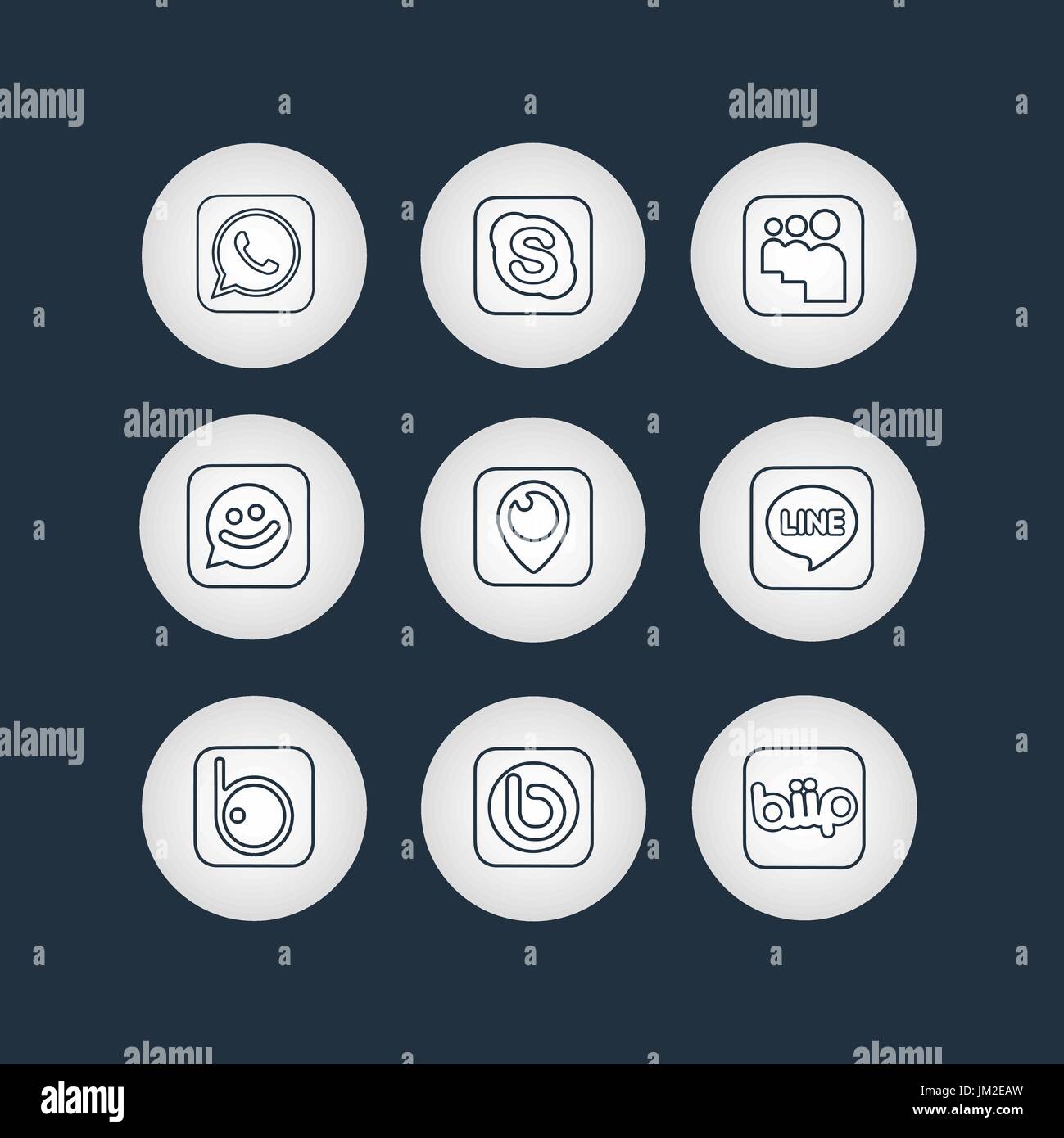 Les icônes de réseau social d'or sur fond noir Illustration de Vecteur
