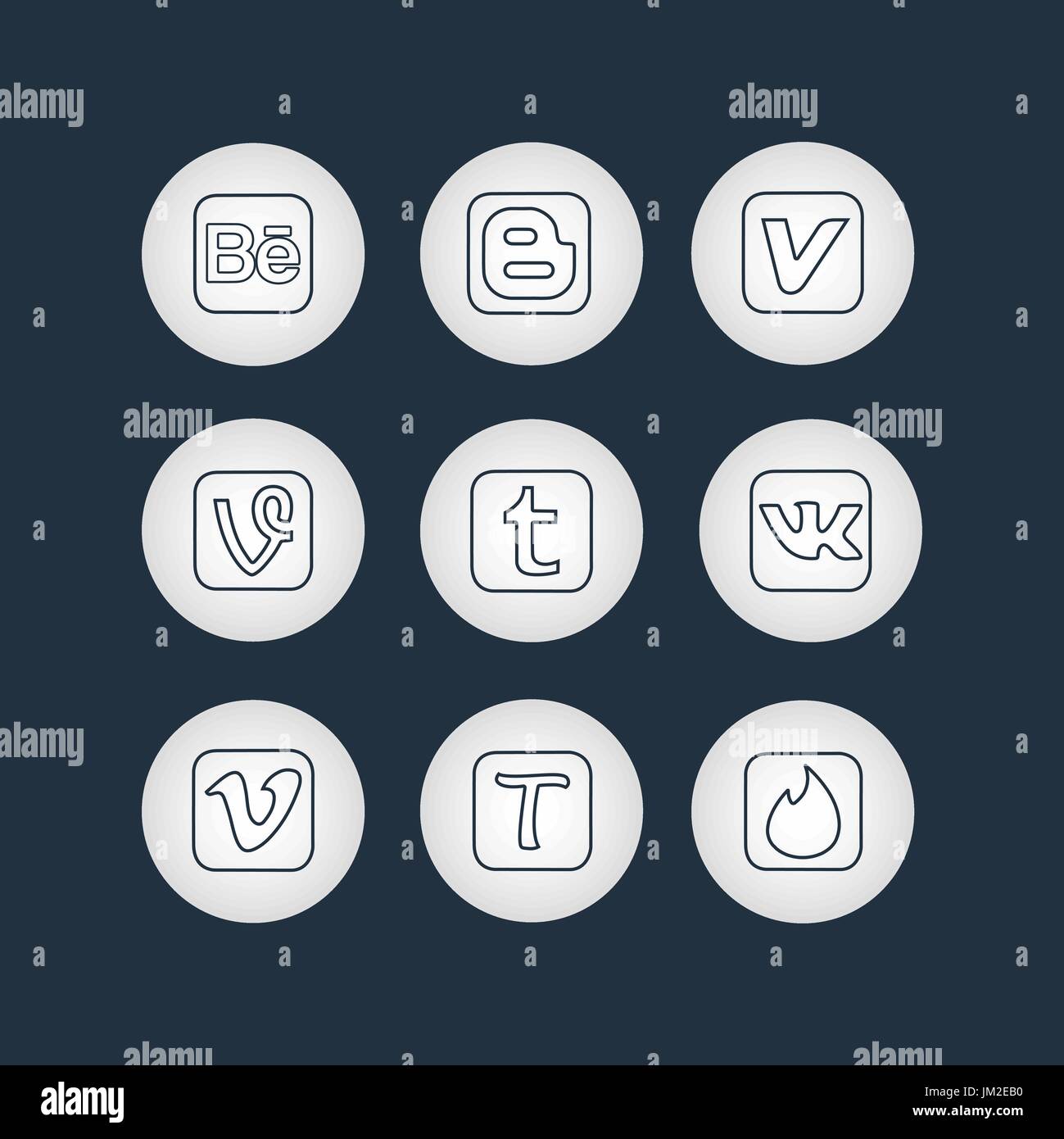 Les icônes de réseau social d'or sur fond noir Illustration de Vecteur