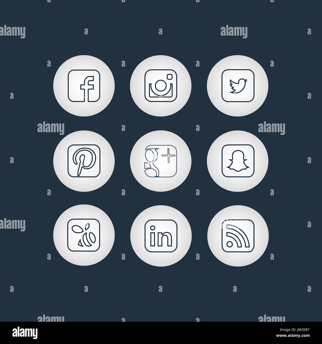 Les icônes de réseau social d'or sur fond noir Illustration de Vecteur