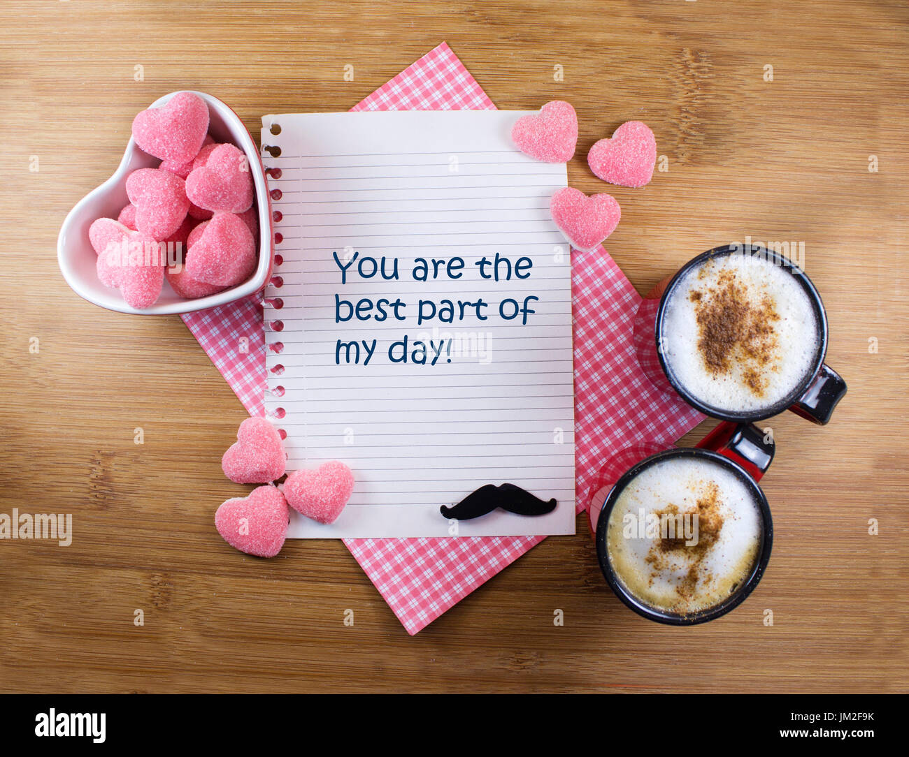 Fond romantique Cute avec bon matin message. Banque D'Images