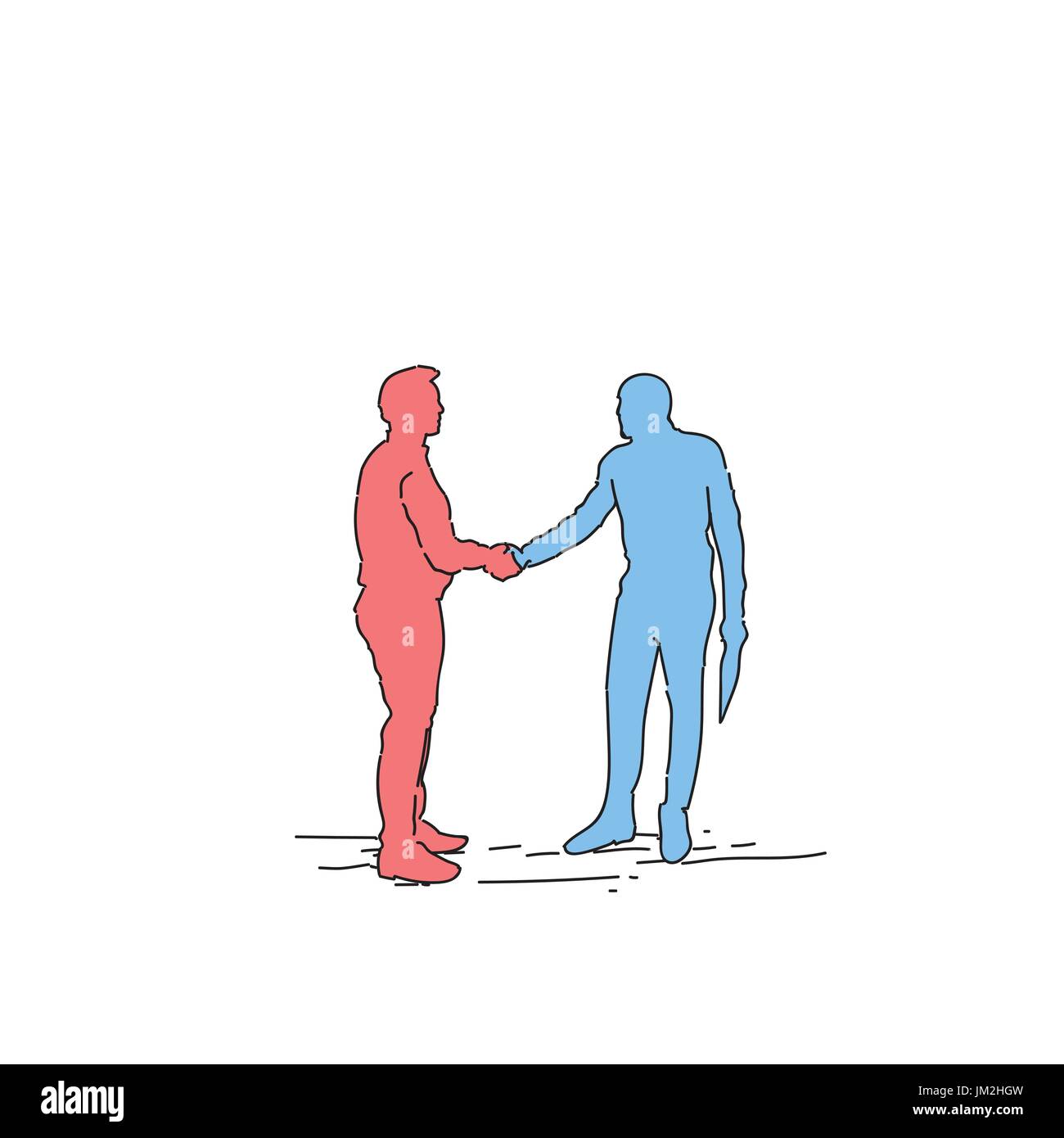 Deux Silhouette Businessman Hand Shake, homme d'affaires Concept Accord Handshake Illustration de Vecteur