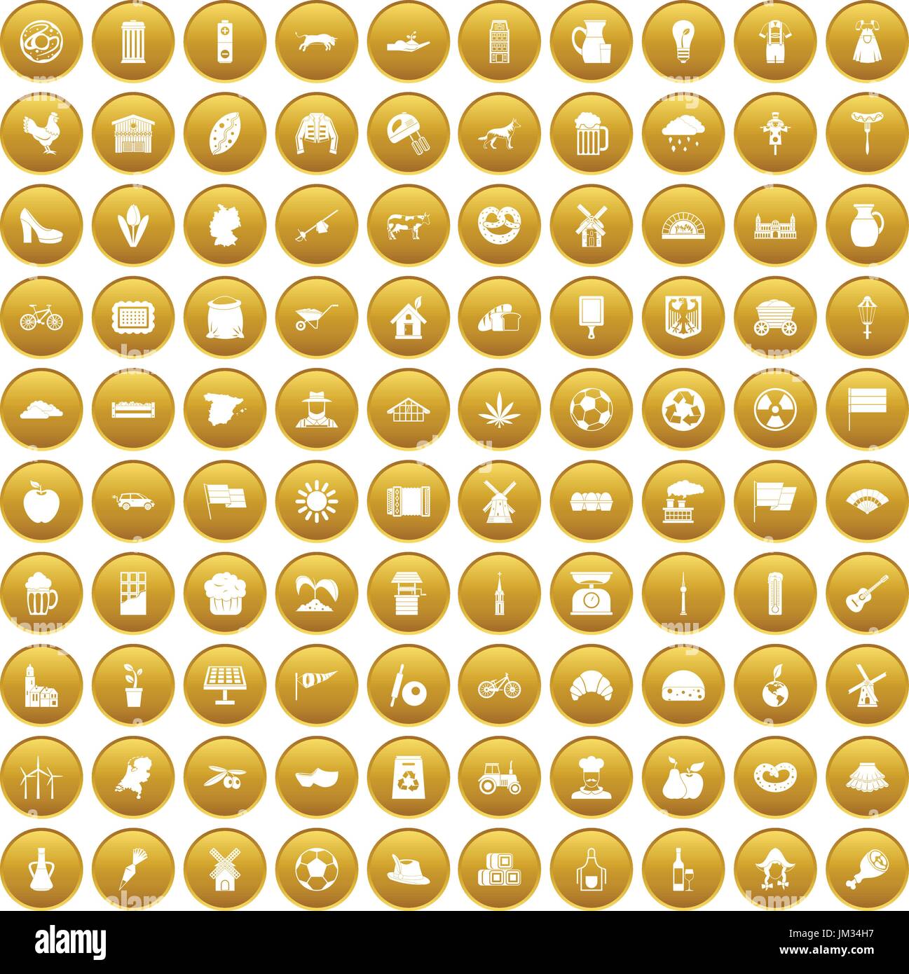 100 mill icons set gold Illustration de Vecteur