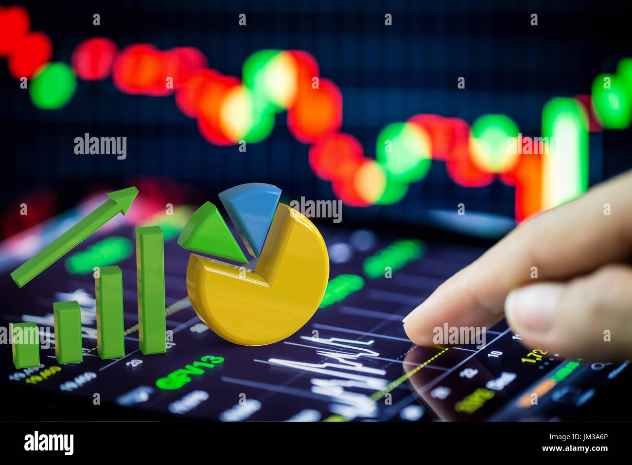 La croissance des stocks dans l'analyse graphique et graphique sur tablette numérique Banque D'Images