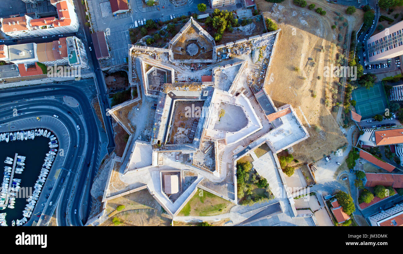 High angle shot de fort Saint Nicolas à Marseille ville, France Banque D'Images