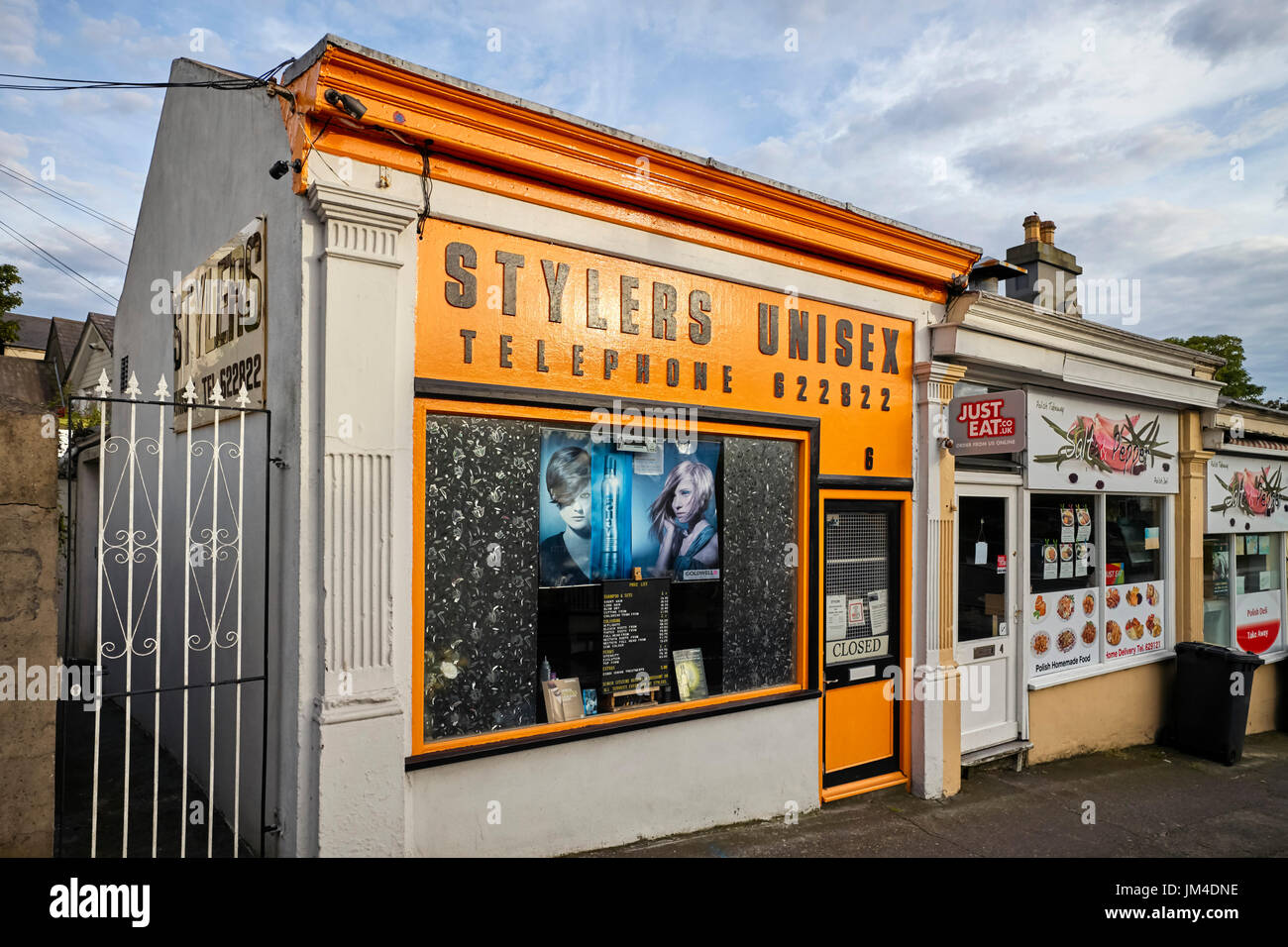 Salon de coiffure unisexe stylers, à Douglas (île de Man) Banque D'Images