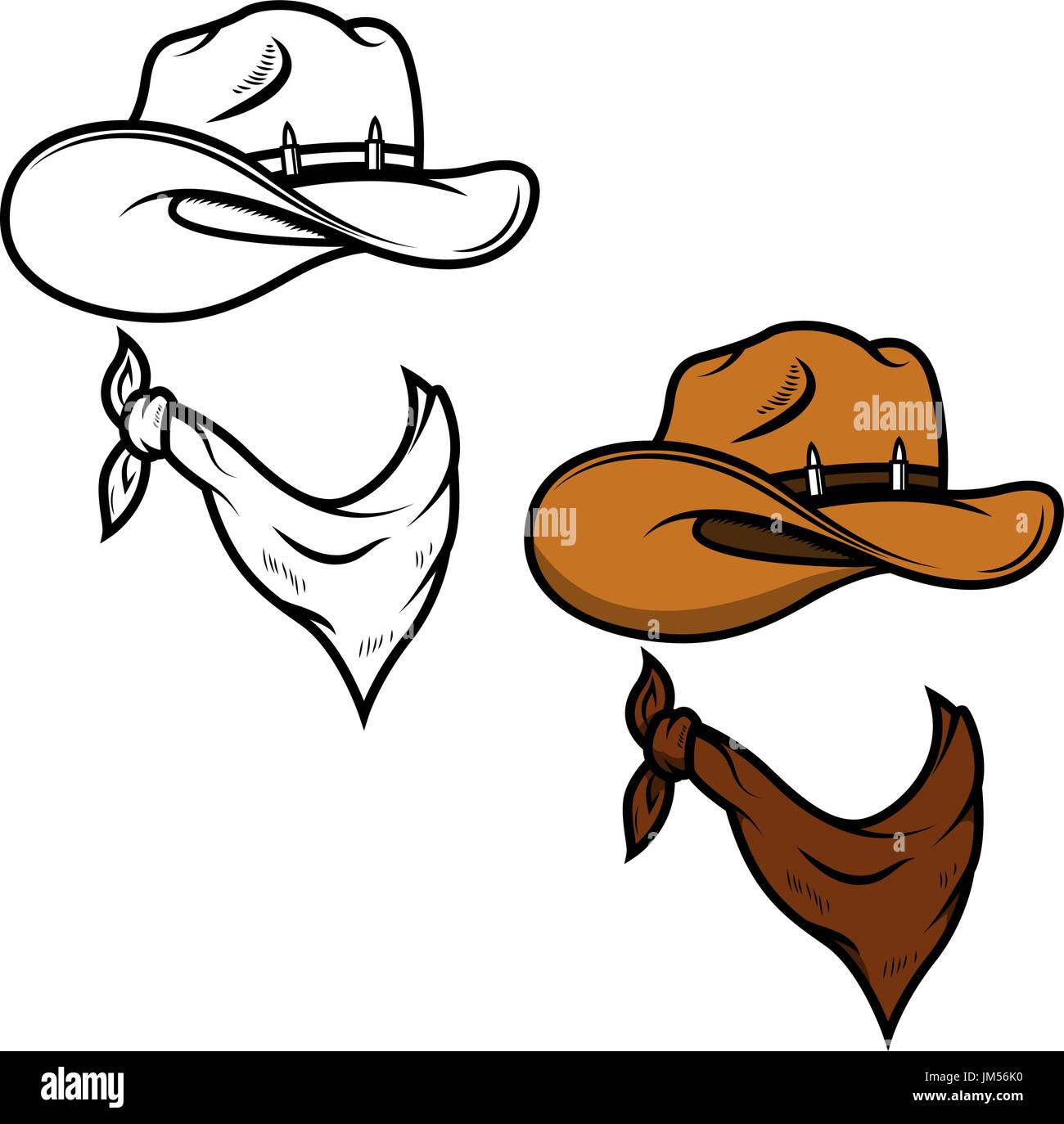 Chapeau de cow-boy bandana et isolé sur fond blanc. Vector illustration  Image Vectorielle Stock - Alamy