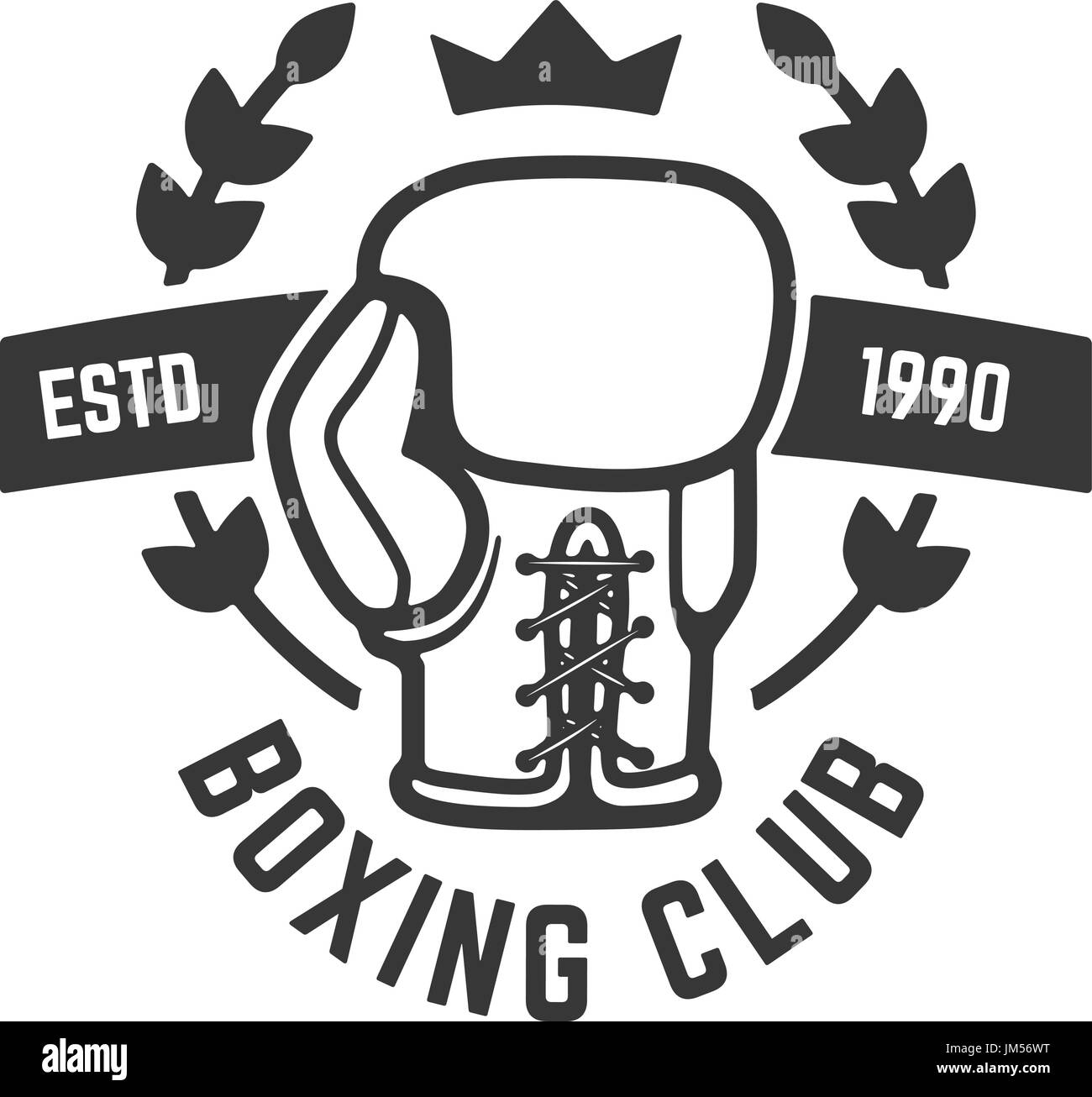 L'emblème du club de boxe modèle. Gant de boxe. L'élément de conception  pour l'étiquette, marque, marque, signe de l'affiche. Vector illustration  Image Vectorielle Stock - Alamy