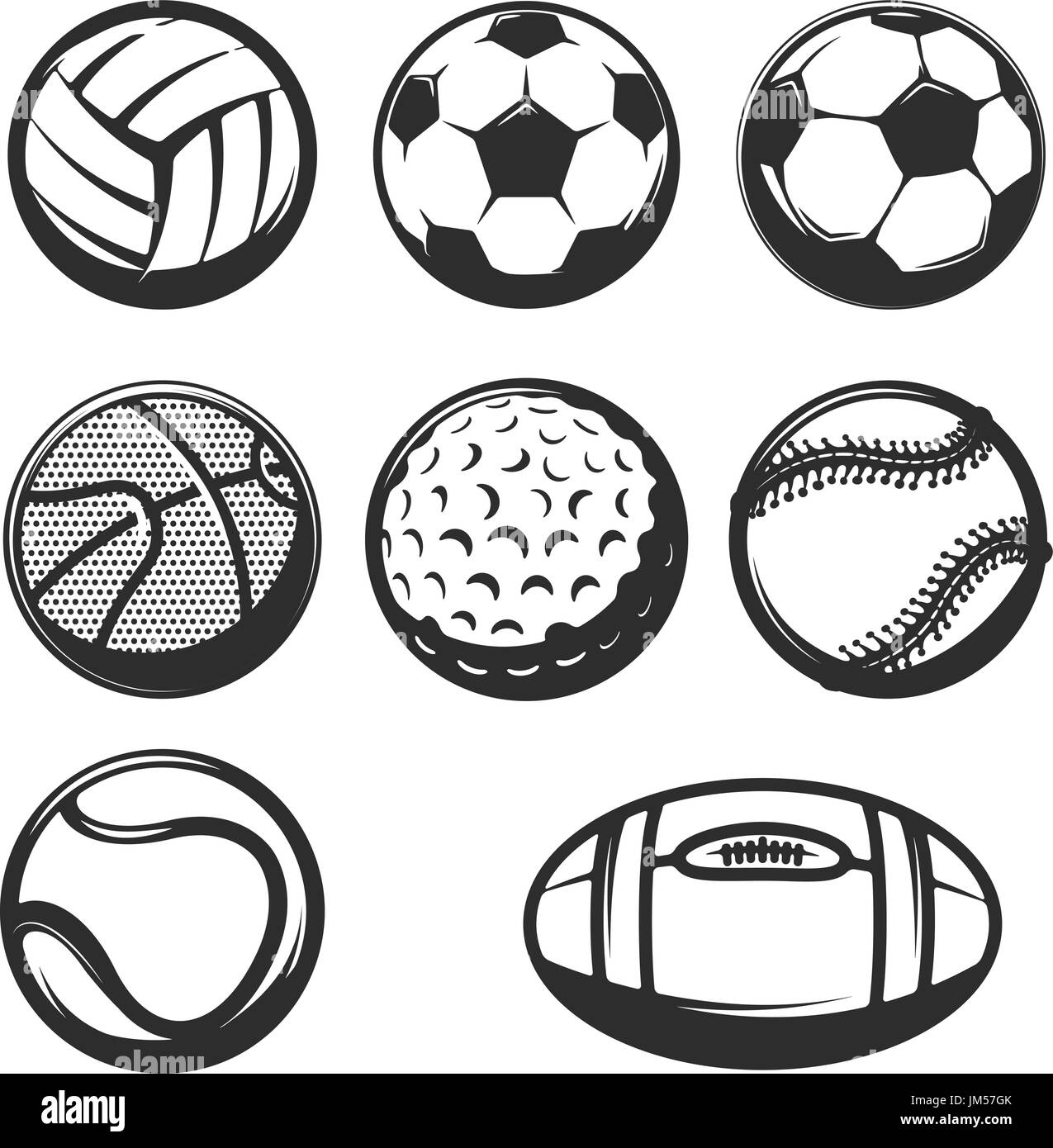 Jeu De Boules Sport Icones Ball Set Pour Le Soccer Et Le Tennis Rugby Le Basket Ball Et Football Balls Illustration Elements De Conception Pour Le Label Logo Embleme Image Vectorielle Stock