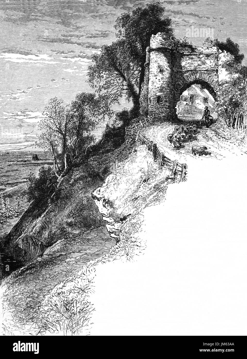 1870 : Le Strand Gate, l'une des portes de la ville, construite à la fin du 13e siècle et donnant accès au port. Rye, East Sussex, dans le comté historique de Sussex, Angleterre Banque D'Images