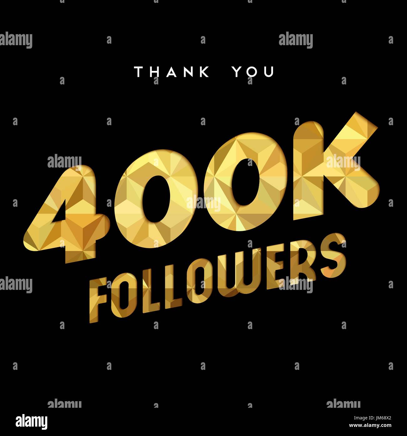 400000 followers merci gold paper cut nombre illustration. Objectif de l'utilisateur 400k spécial fête pour quatre cent mille fans, amis médias sociaux Illustration de Vecteur