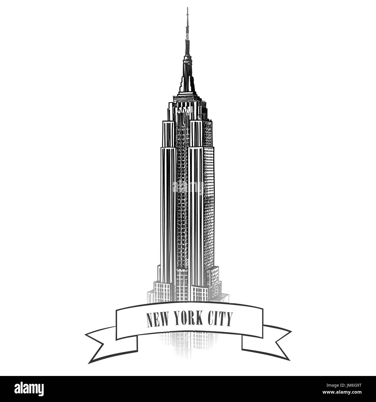 Toits de New York. Vector USA paysage. Cityscape tôt le matin. Manhattan Skyline avec l'Empire State Building Banque D'Images