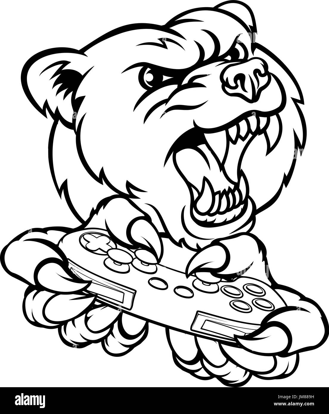 Mascotte ours Gamer Illustration de Vecteur