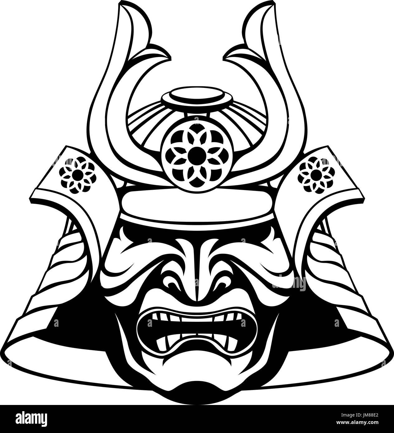 Masque de samouraï stylisé Illustration de Vecteur