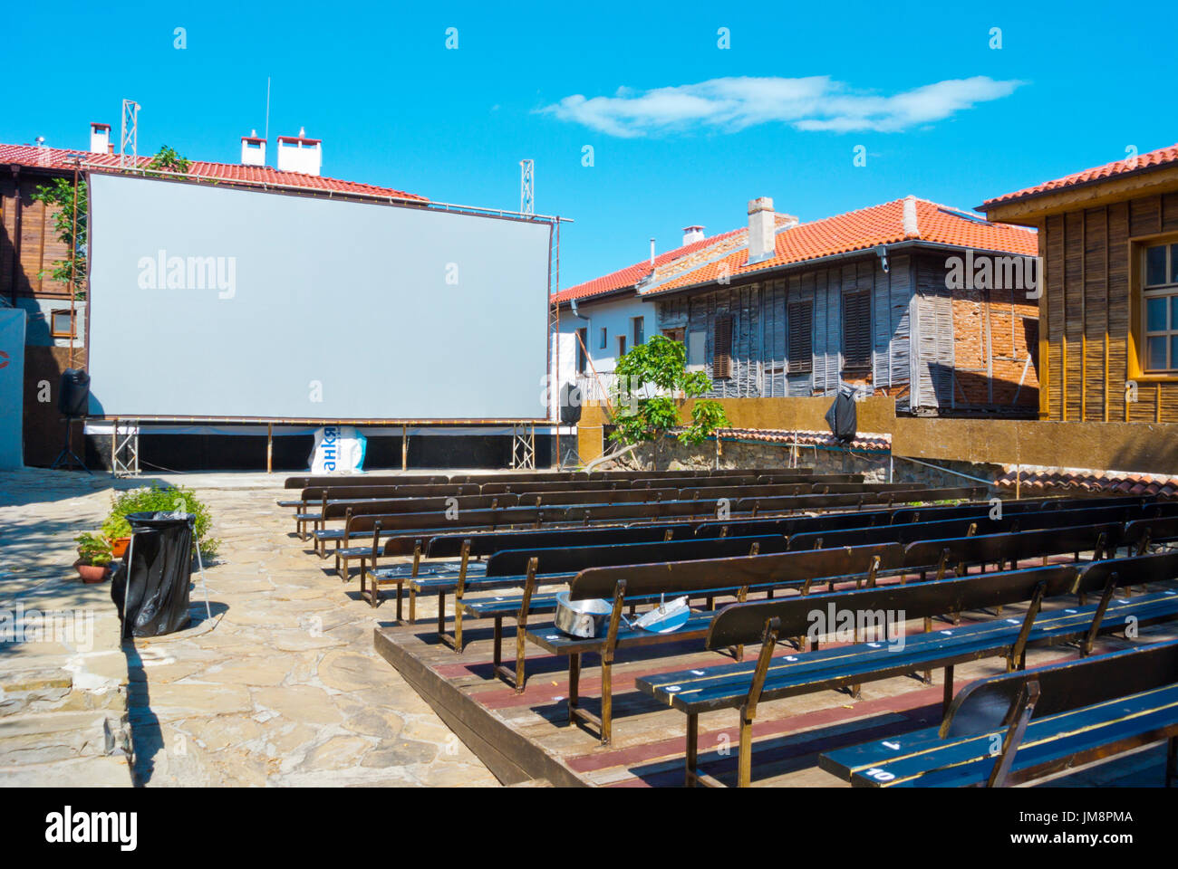 Kino letna, summertime cinema, vieille ville, Sozopol, Bulgarie Banque D'Images