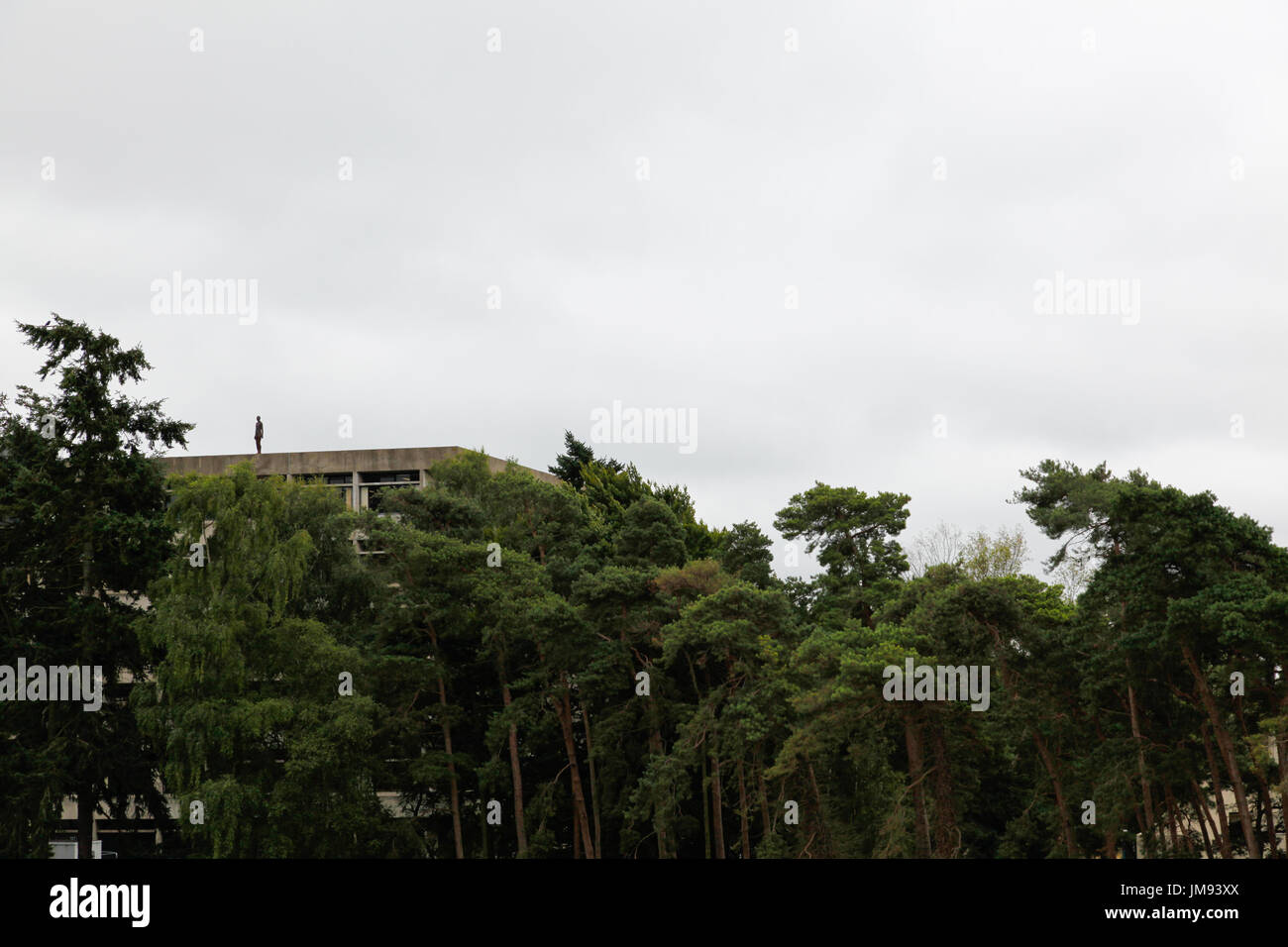 Une partie de l'œuvre de Sir Antony Gormley '3X UN AUTRE TEMPS' sur le campus de l'UEA à Norwich. Banque D'Images