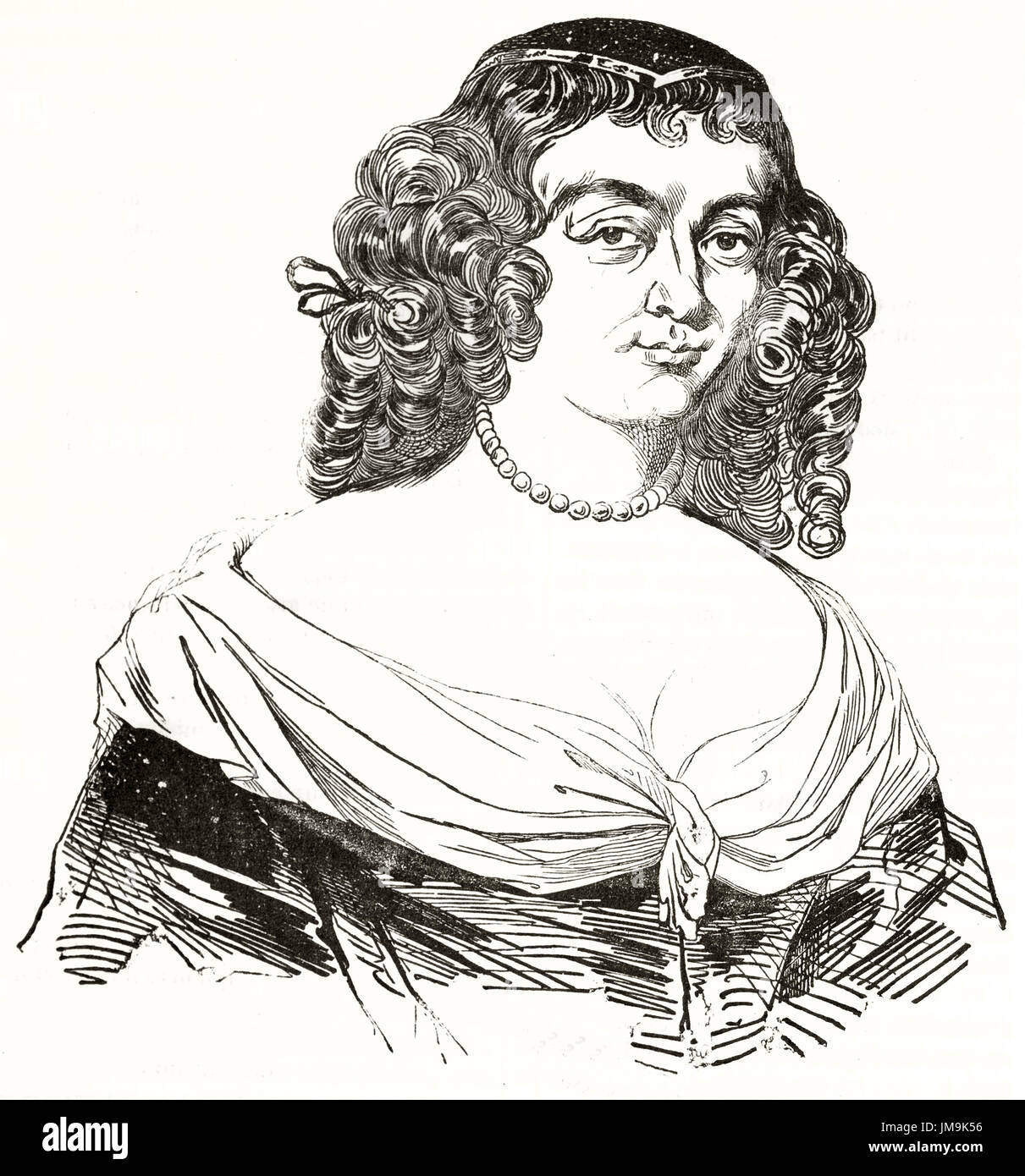 Ancien portrait gravé de Marie de Rabutin-Chantal, Marquise de Sévigné (Madame de Sévigné, 1626 - 1696). Créé par Frani, Andrew, Best et Leloir, pu Banque D'Images