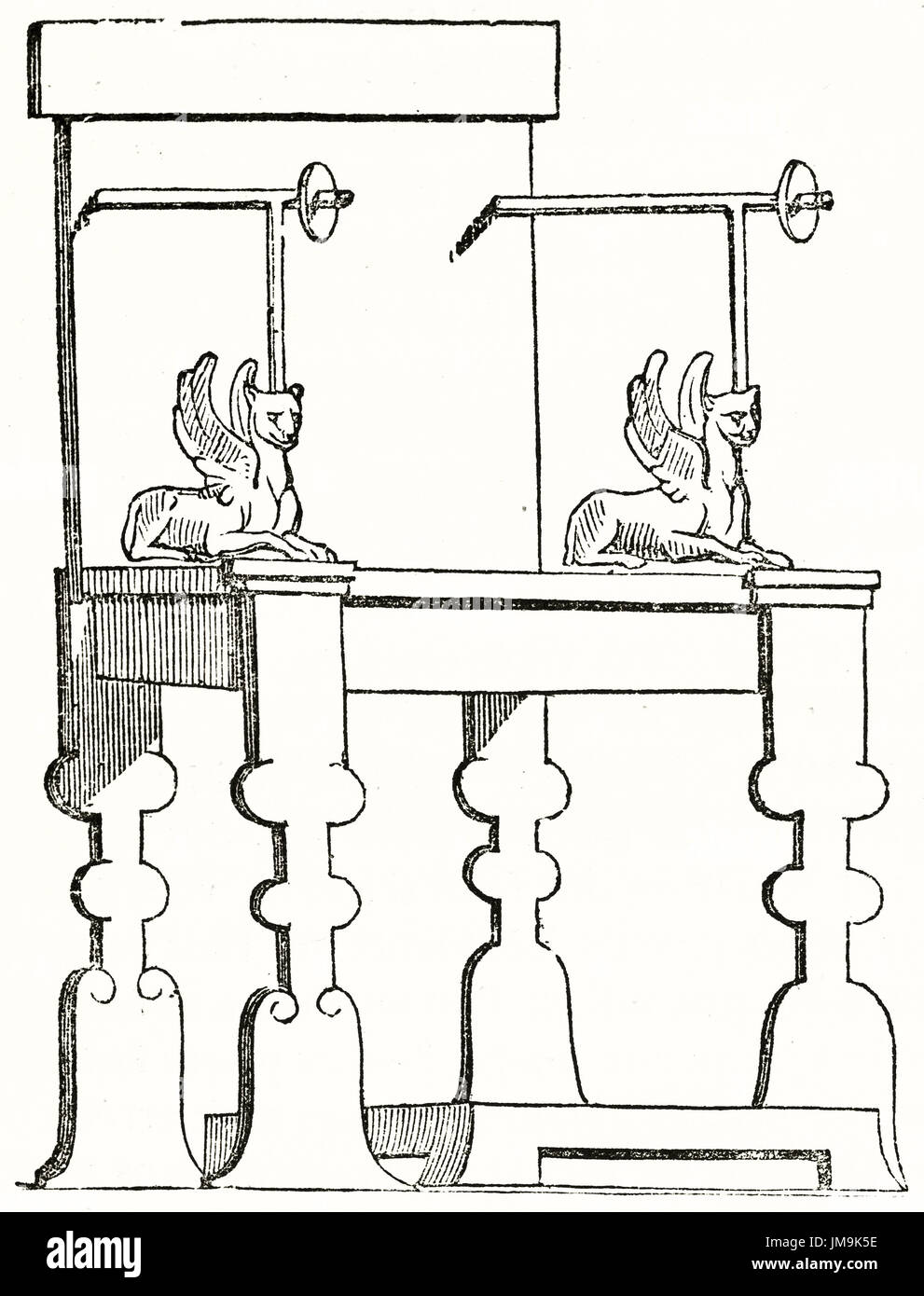 Reproduction d'une gravure ancienne chaise romaine d'après une peinture de Pompéi, Italie. Par auteur non identifié, publié le Magasin Pittoresque, Paris, 1837 Banque D'Images