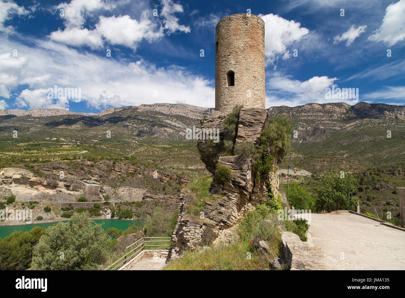 Vestiges du Château de Baronia de Sant Oisme à Lleida, en Catalogne. Banque D'Images