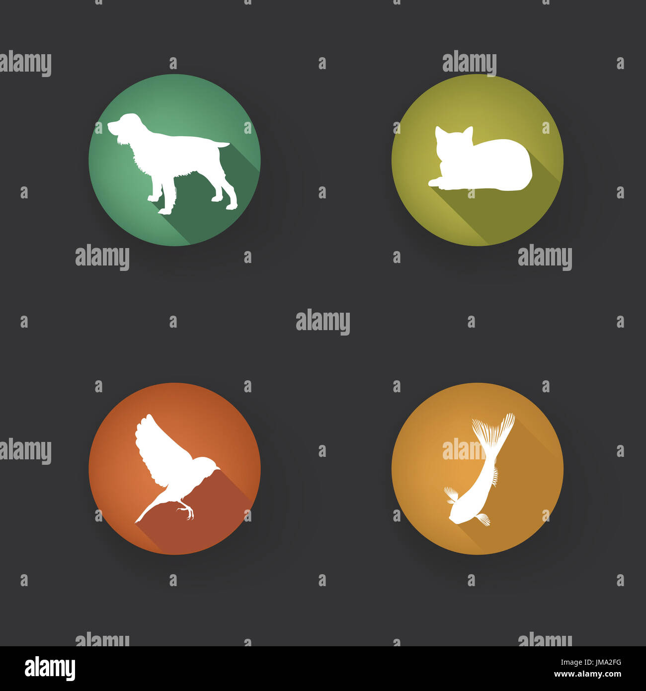 Animal Icons Set. Symboles de l'EFP. Collection d'animaux domestiques vecteur silhouette l'icône. Banque D'Images