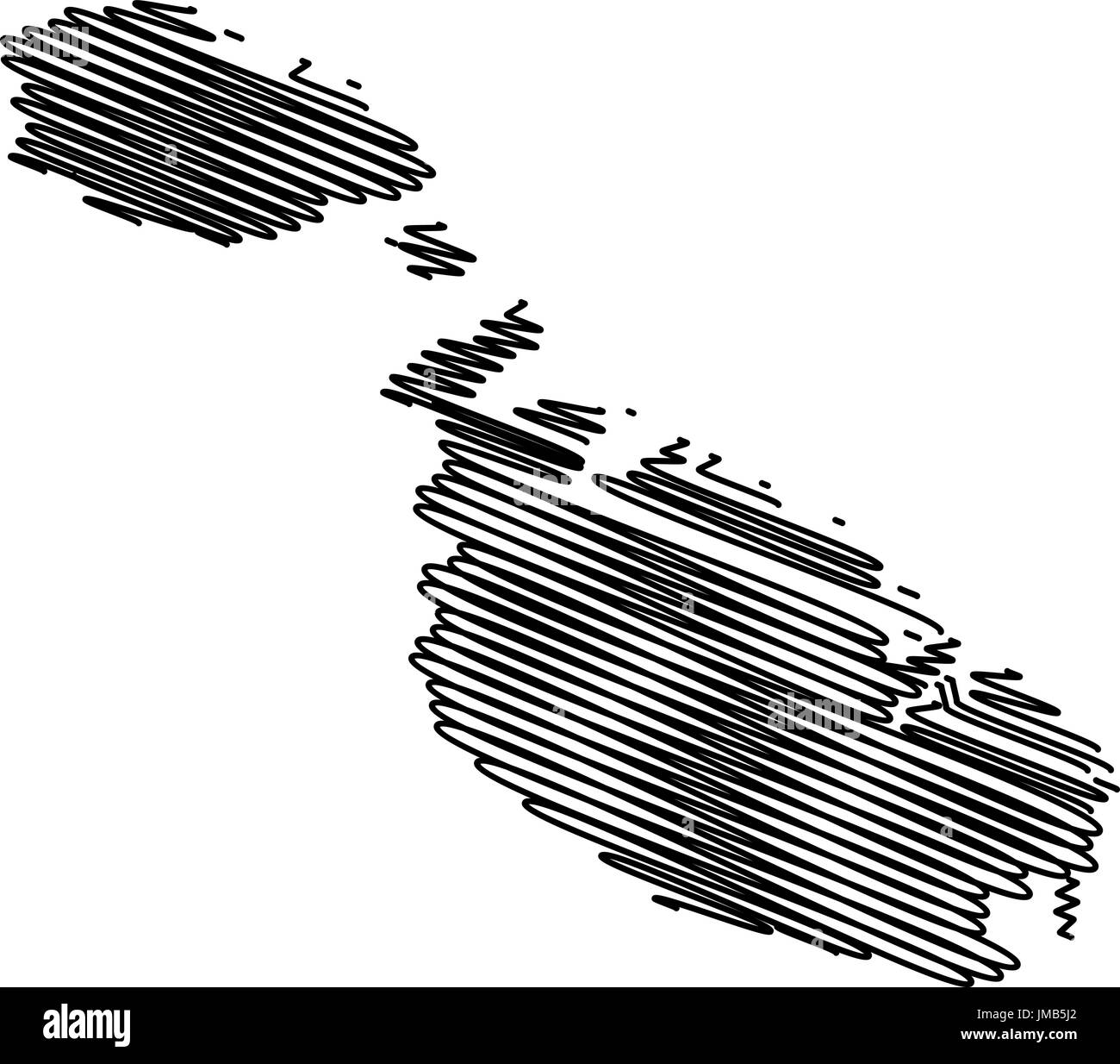 Carte de l'île de Malte, illustration vectorielle, l'île de Malte croquis gribouillis Illustration de Vecteur