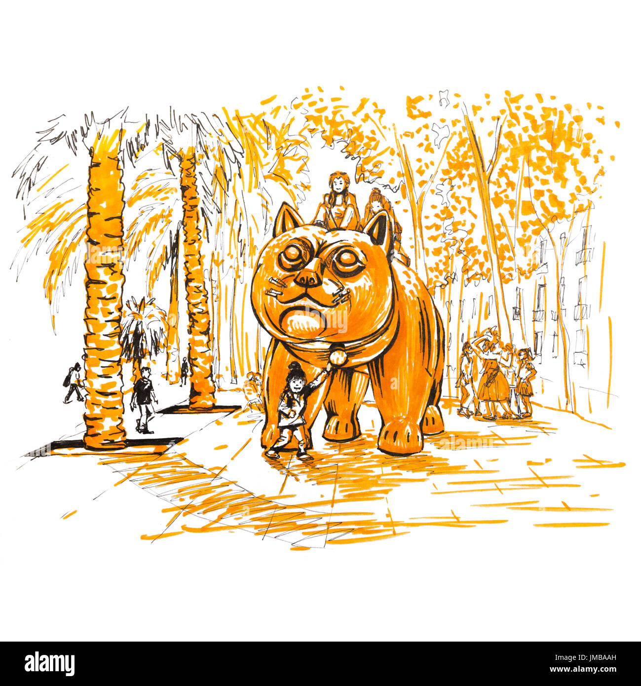 Chat Botero à Barcelone, Catalogne, Espagne Banque D'Images