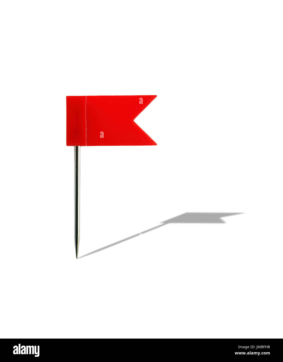 Épinglette du drapeau en plastique rouge isolé sur fond blanc avec clipping path Banque D'Images