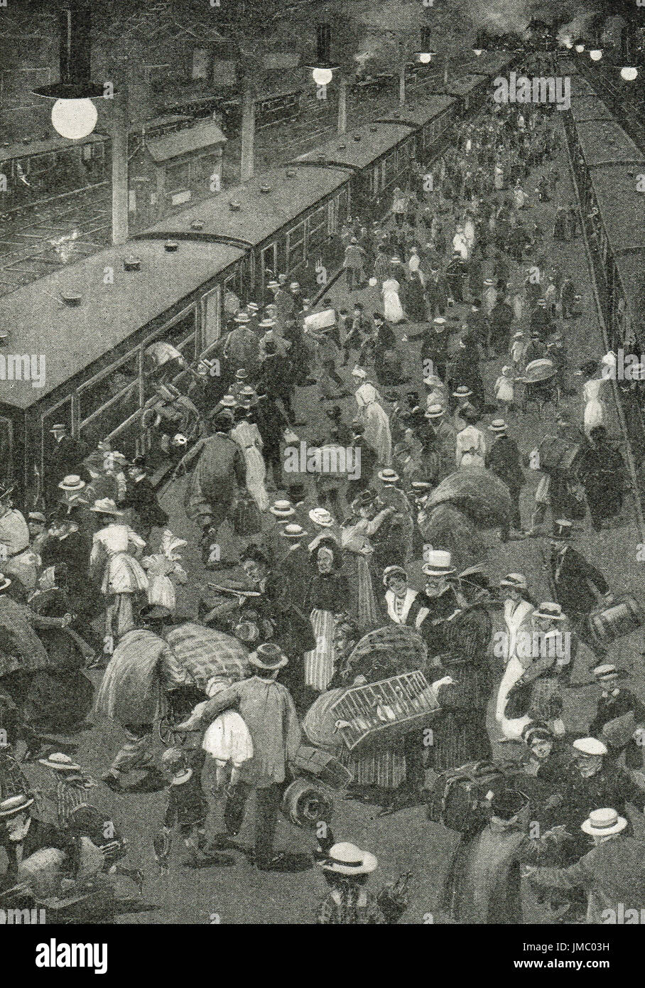 Dernier train en partance pour l'Angleterre, début de la guerre, Septembre 1914 Banque D'Images